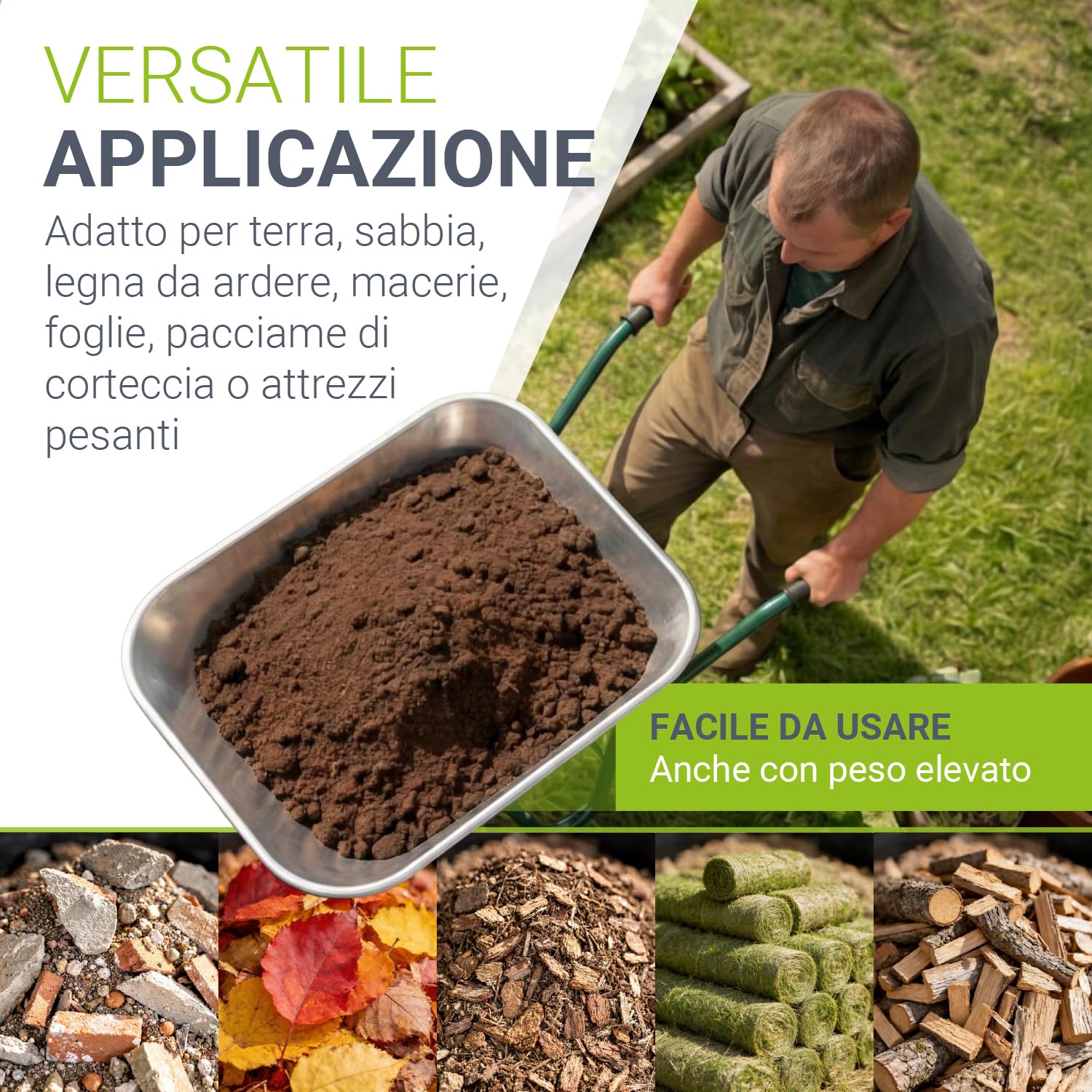 Juskys Carriola da Giardino | Volume 100 Litri | 210 kg | Ruote Pneumatiche Con Cerchio in Metallo | Vasca Zincata | Carriola a Spinta da Trasporto