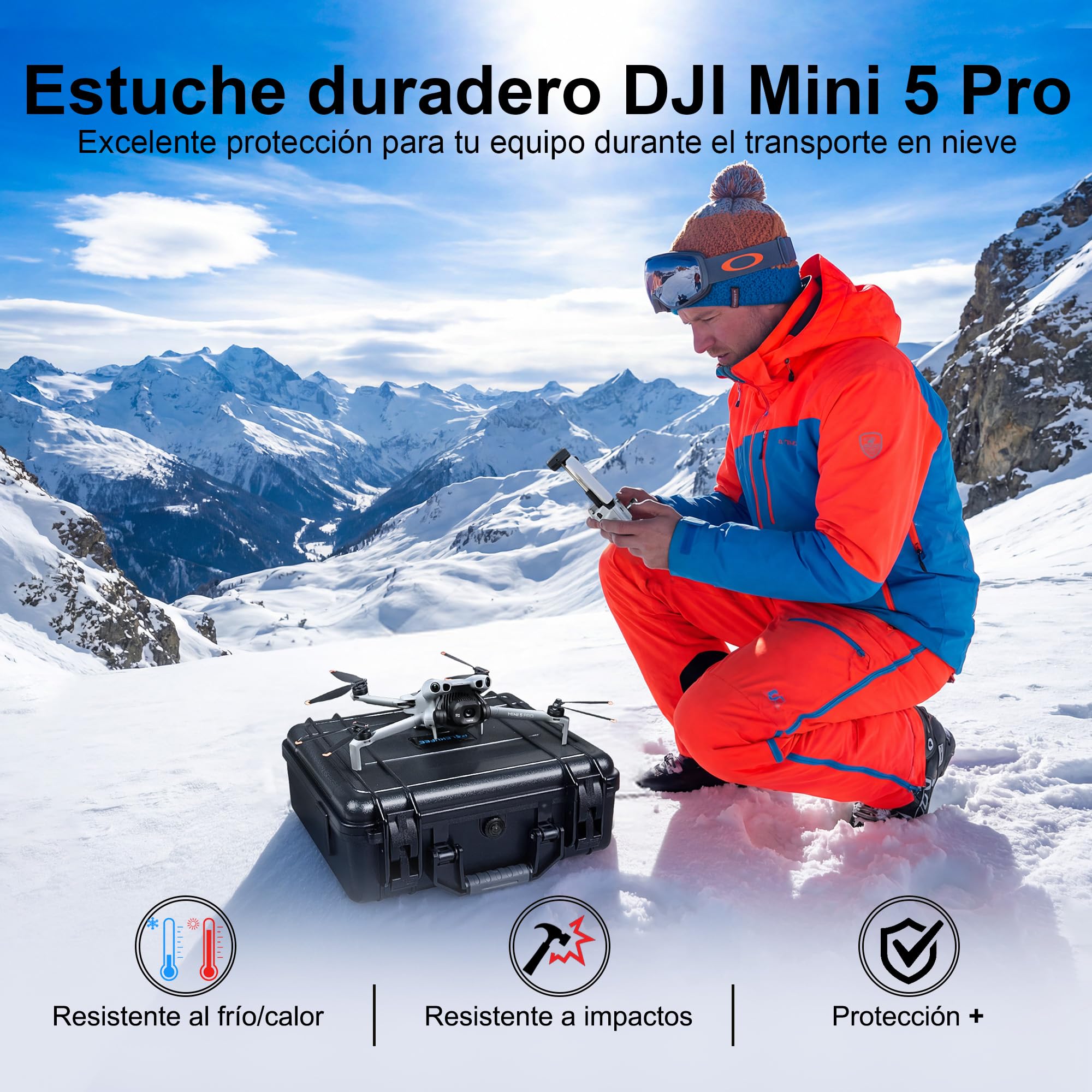LEKUFEE Impermeable Maleta para dron dji Mini 5 Pro/4 Pro/Mini 3,dji RC 2/RC /N2/ N1 y Accesorios (Solo Estuche)