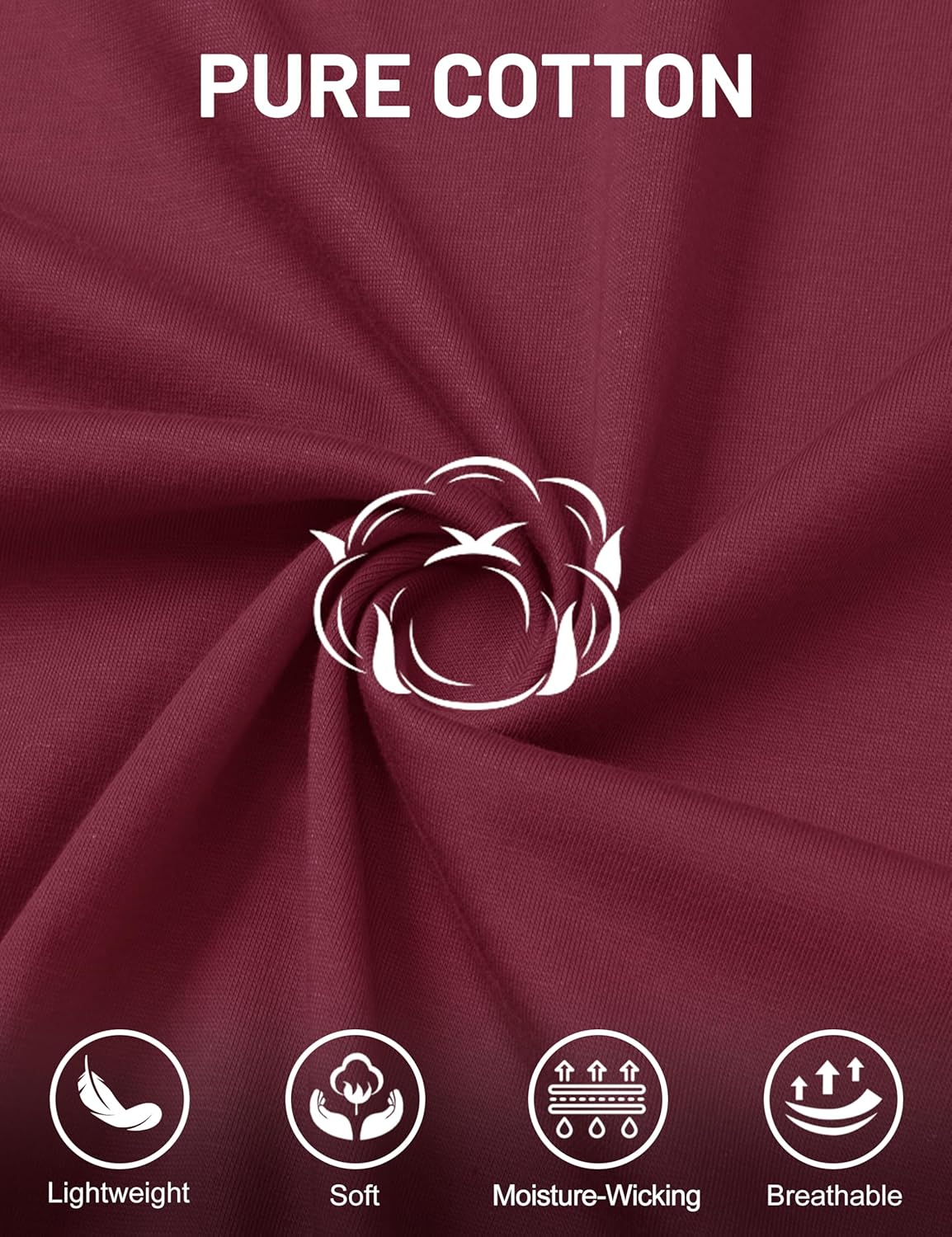 Cotrasen Mens T-Shirts Cotton Short Sleeve Tee Shirt Casual Crew Neck Moisture Wicking Soft Basic Pocket Tshirt Wine Red L - Image 7