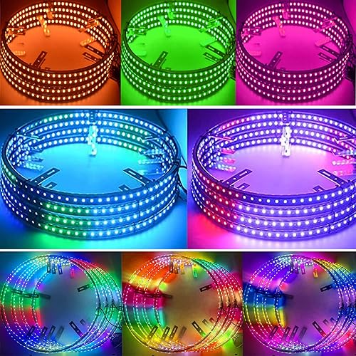 Miniatura 6 de Luces de anillo de neumáticos de 15.5 pulgadas con 288 luces LED de colores de ensueño para llantas de coche con control remoto y aplicación