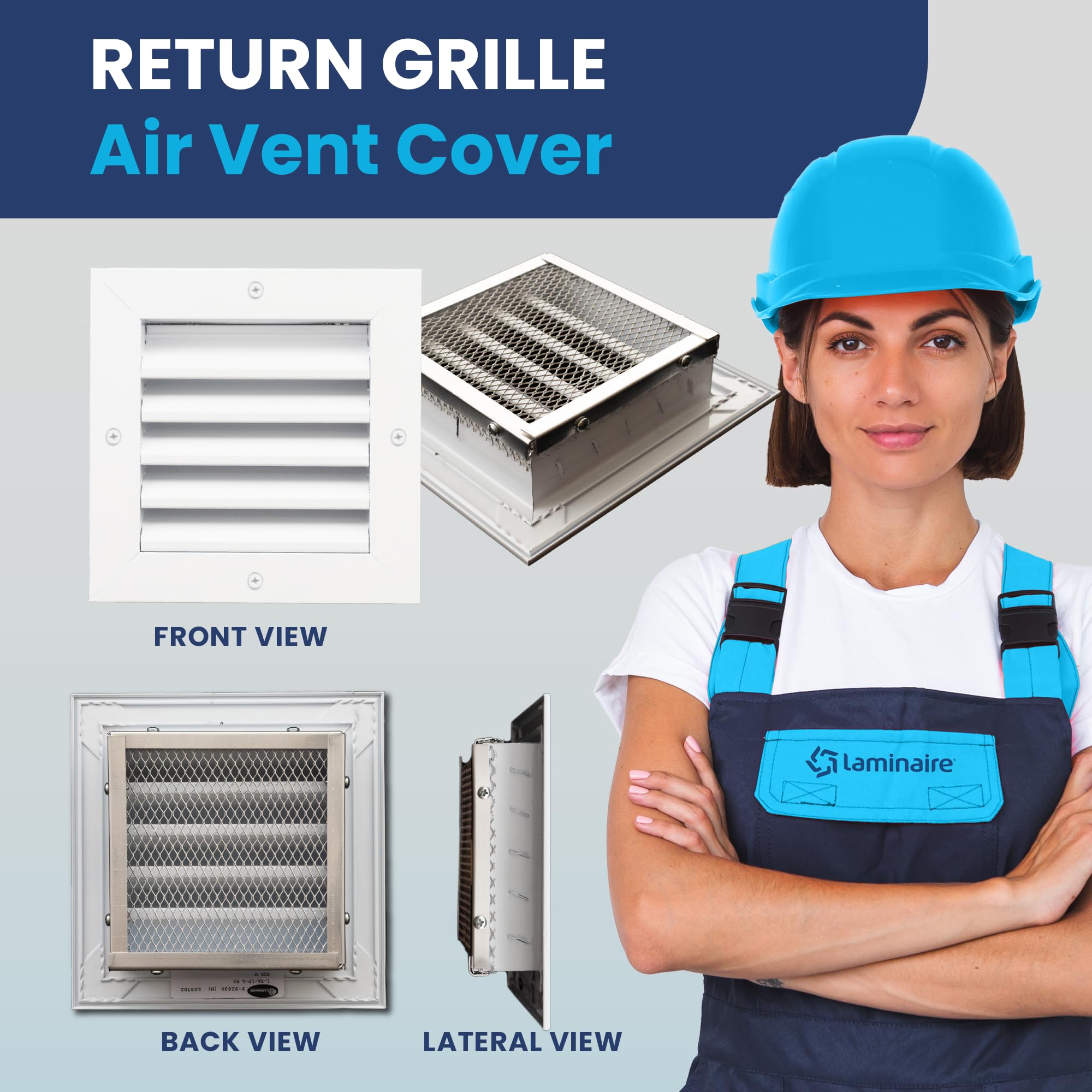 Cubierta de conducto de ventilación de 6 x 6 pulgadas. Rejilla de retorno exterior de aluminio HVAC. Pared lateral - Bloque de lluvia de rejilla de aire exterior - con malla de pantalla trasera. El