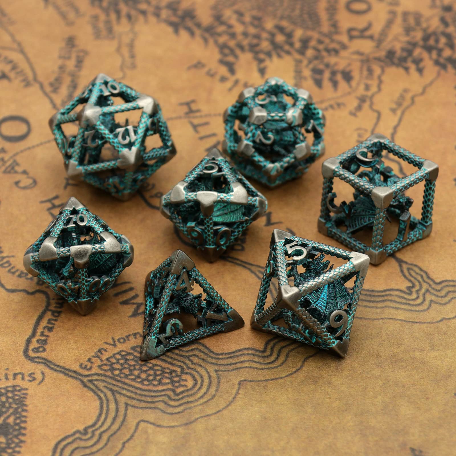 Set De 7 Dés Polyédriques Noir Et Or - Pour JDR Donjons & Dragon, FONVGOGO