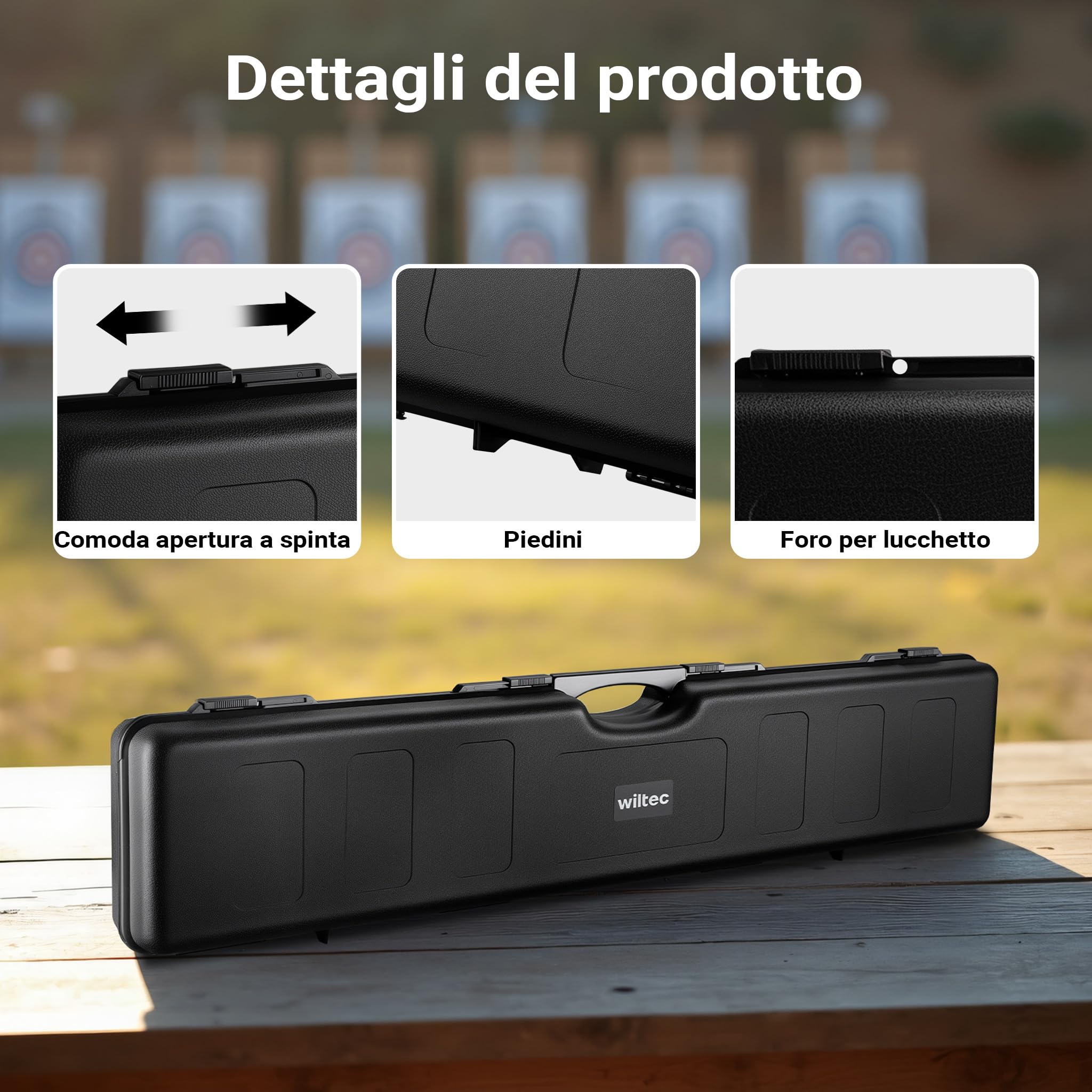 Wiltec Valigetta porta armi, Custodia per due fucili 34,5" con cannocchiale, interno imbottito antiurto
