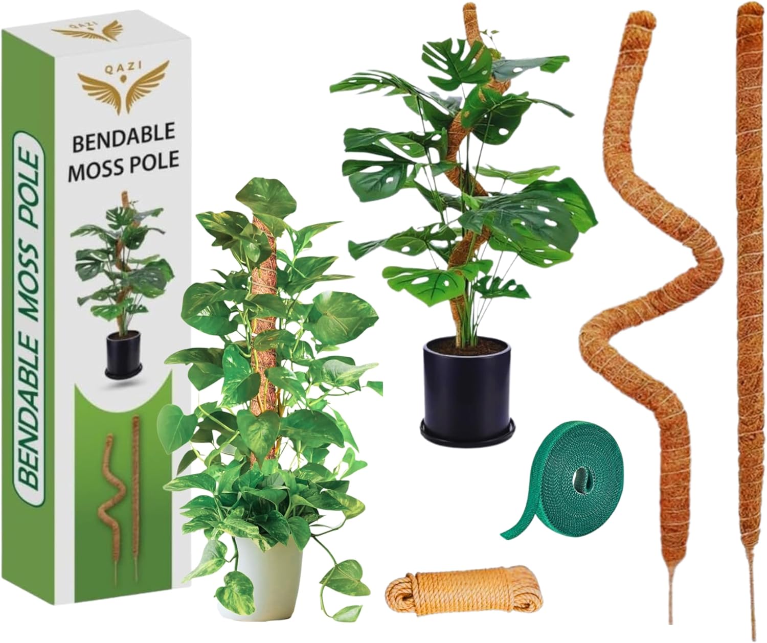 2 Pack 28” Premium Bendable Moss Pole Monstera Plant Support –Sturdy, Moisture Retentive Moss Poles for Climbing Plants Indoor –Handmade Moss Sticks for Potted Plants,Pothos,Philodendron,Money Plant