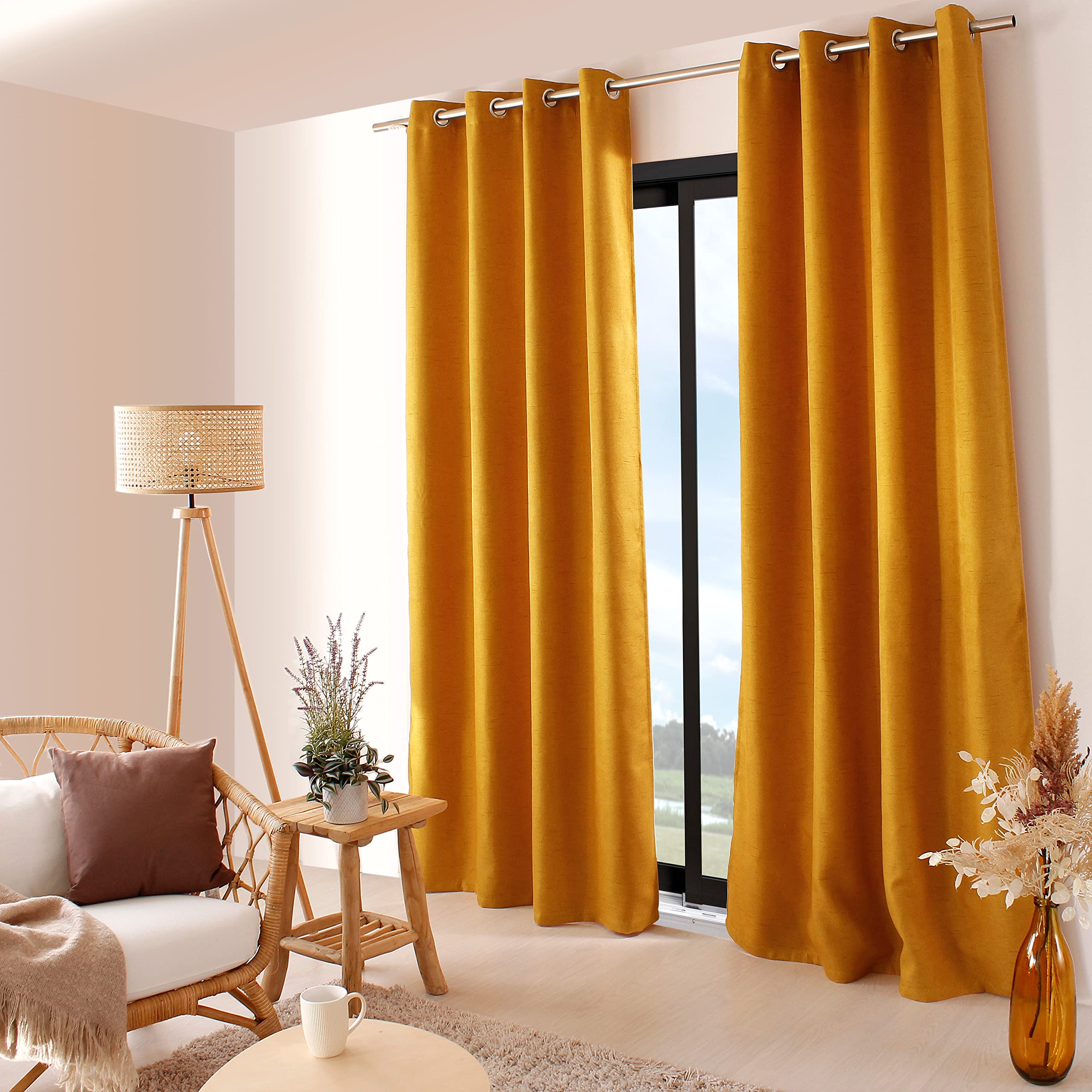Tenda Oscurante ED ENJOY HOME Collezione Floppy, Colore Senape, 140x240 Cm, Con 8 Occhielli In Metallo - 5