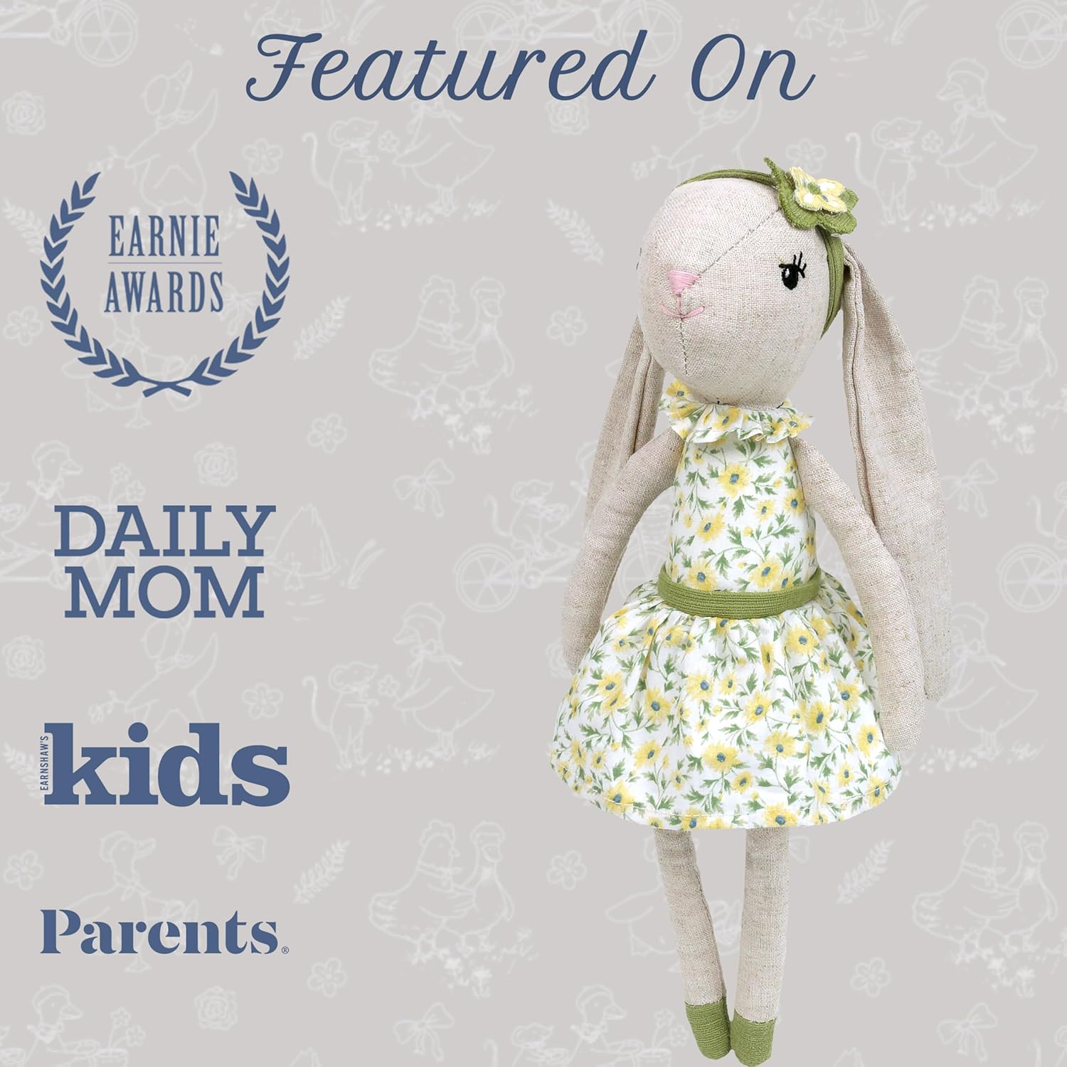 MON AMI Daisy The Bunny Stuffed Animal Doll – 13-Inch | Rabbit Plush Animal Doll for All Ages | Perfect Room & Nursery Décor - Image 5