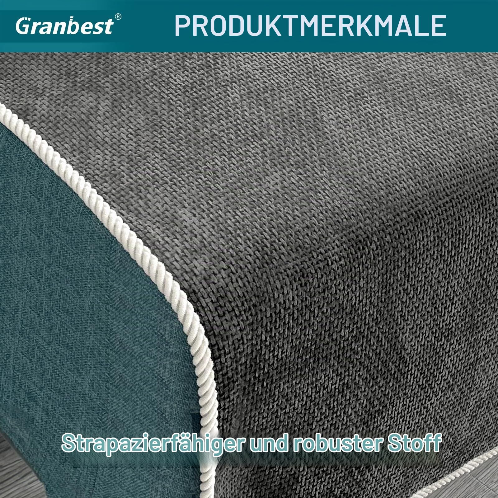 Granbest Rutschfeste Sofa Sitzbezüge 3-Sitzer Plus Dicke Sofabezüge Sofa-Schutz vor Haustieren Universal für alle Jahreszeiten (3-Sitzer Plus, Grau)