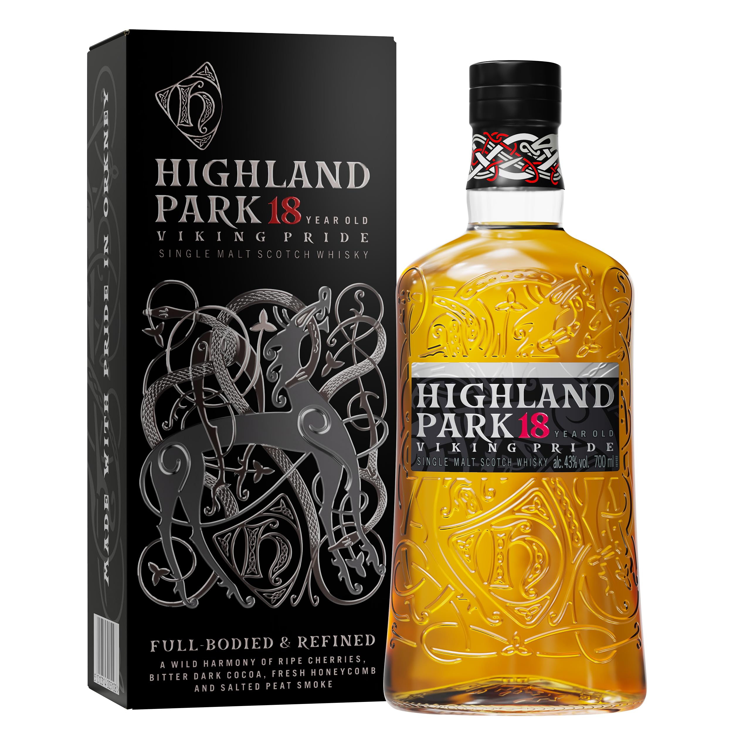 Highland Park 18 Jahre | Viking Pride | Single Malt Scotch Whisky | intensiver Whisky, Lagerung in Ex-Sherry-Fässern, der Stolz der Wikinger | 43% Vol. | 700ml Einzelflasche
