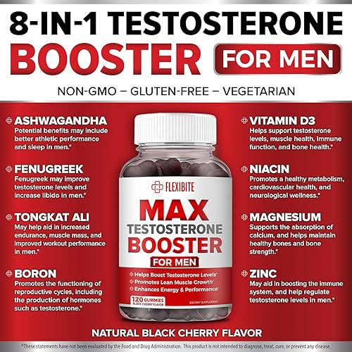 Miniatura 2 de Potenciador de testosterona 8 en 1 para hombres con Tongkat Ali, fenogreco, Ashwagandha y magnesio, mejora la libido y el equilibrio hormonal, sin