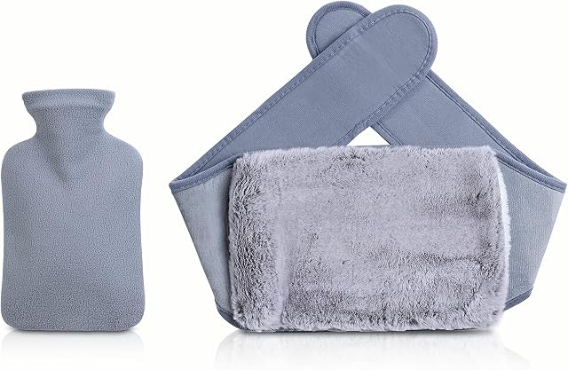 waya hot Water Bottle Belt to Relieve Back Pain Thickened Super Soft Rabbit Hair hot Water Bottle, Gray, One Size