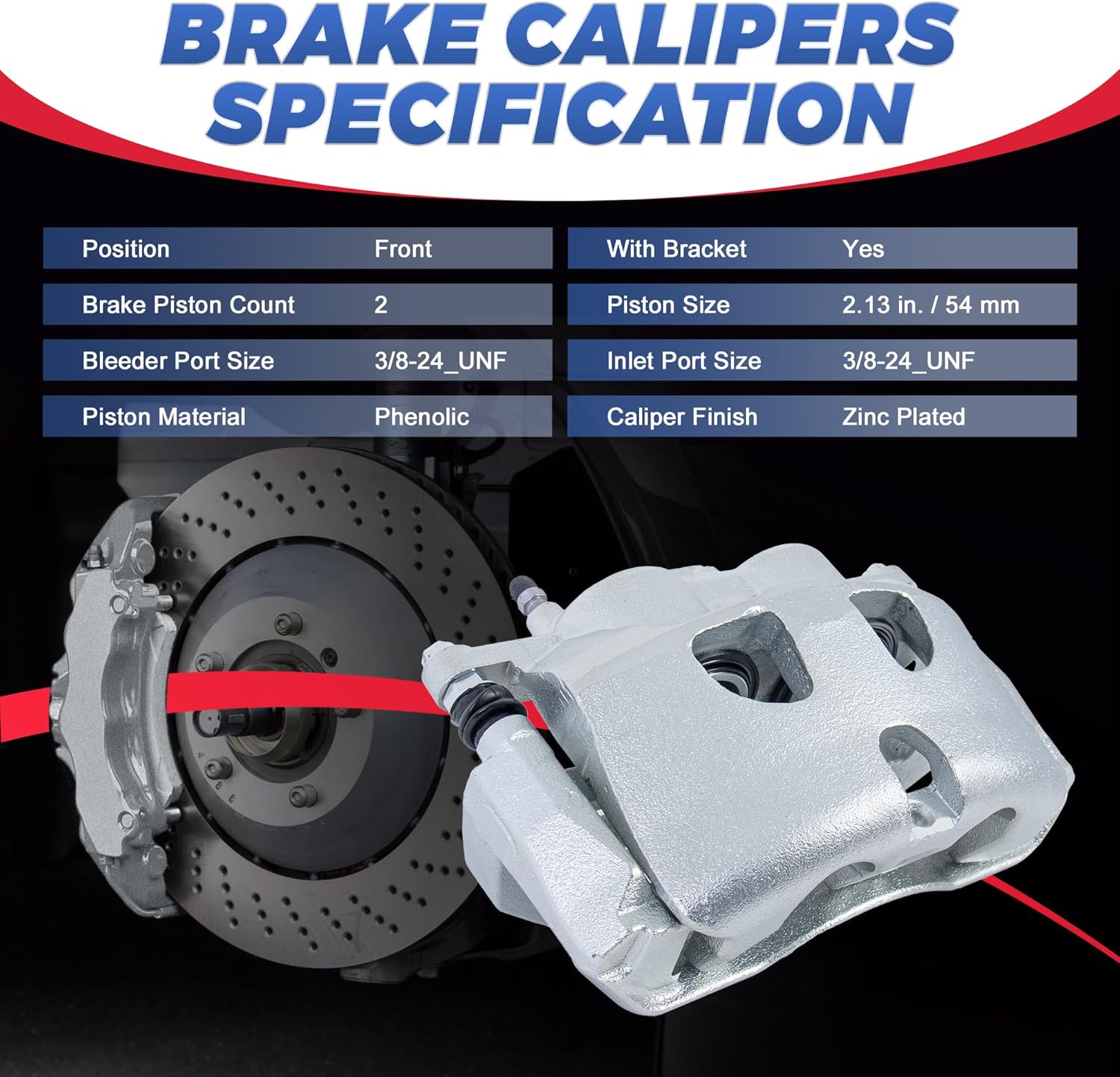 Pair Front Disc Brake Calipers Assembly with Bracket Compatible with 2010-2011 Ford F150, Compatible with 2010-2021 Lincoln Navigator Driver and Passenger Side 18B5236 18B5237