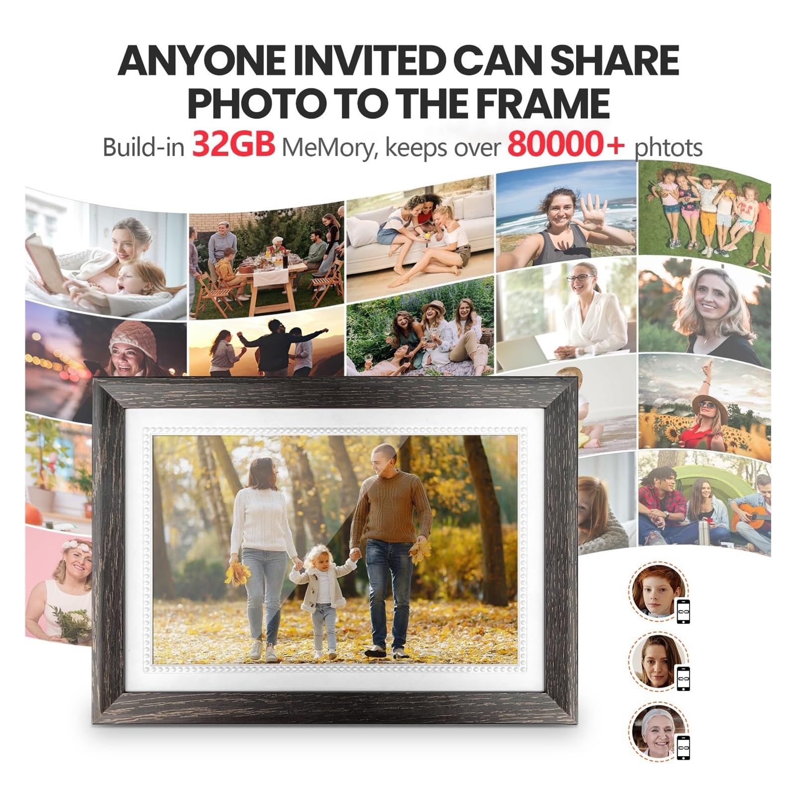 Cyfrowa Ramka Do Zdjęć WiFi 32 GB Pamięci 10,1 Cala 1280x800 IPS LCD Ekran Dotykowy Odtwarzanie Wideo Inteligentna WyjąTkowe WrażEnia Wizualne(64GB)