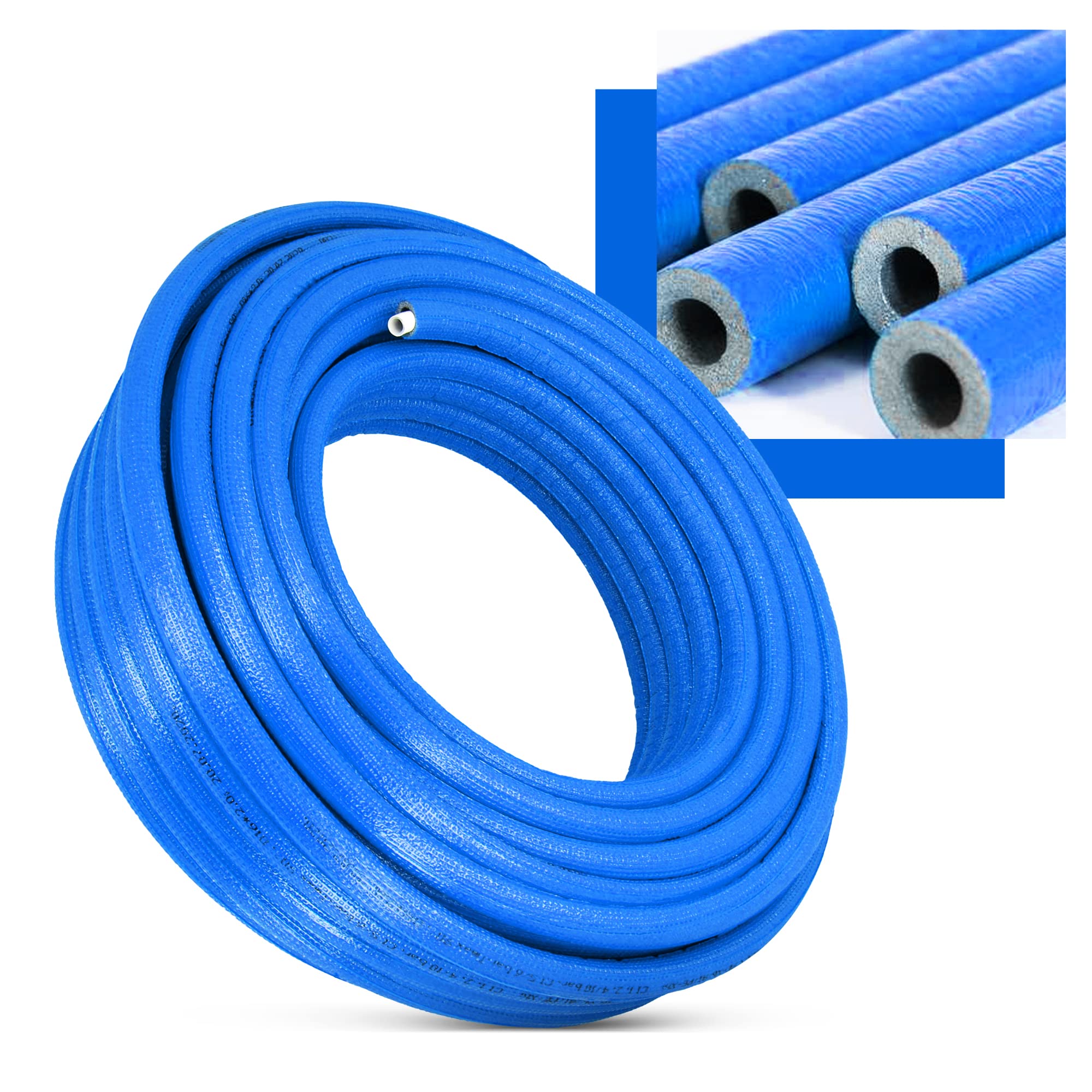 Vorisoliertes PEX/AL/PEX-Rohr Polyethylen-Ummantelung Stark Langlebig 16 x 2 mm Blau 50 m Wasserversorgungs-Heizsysteme