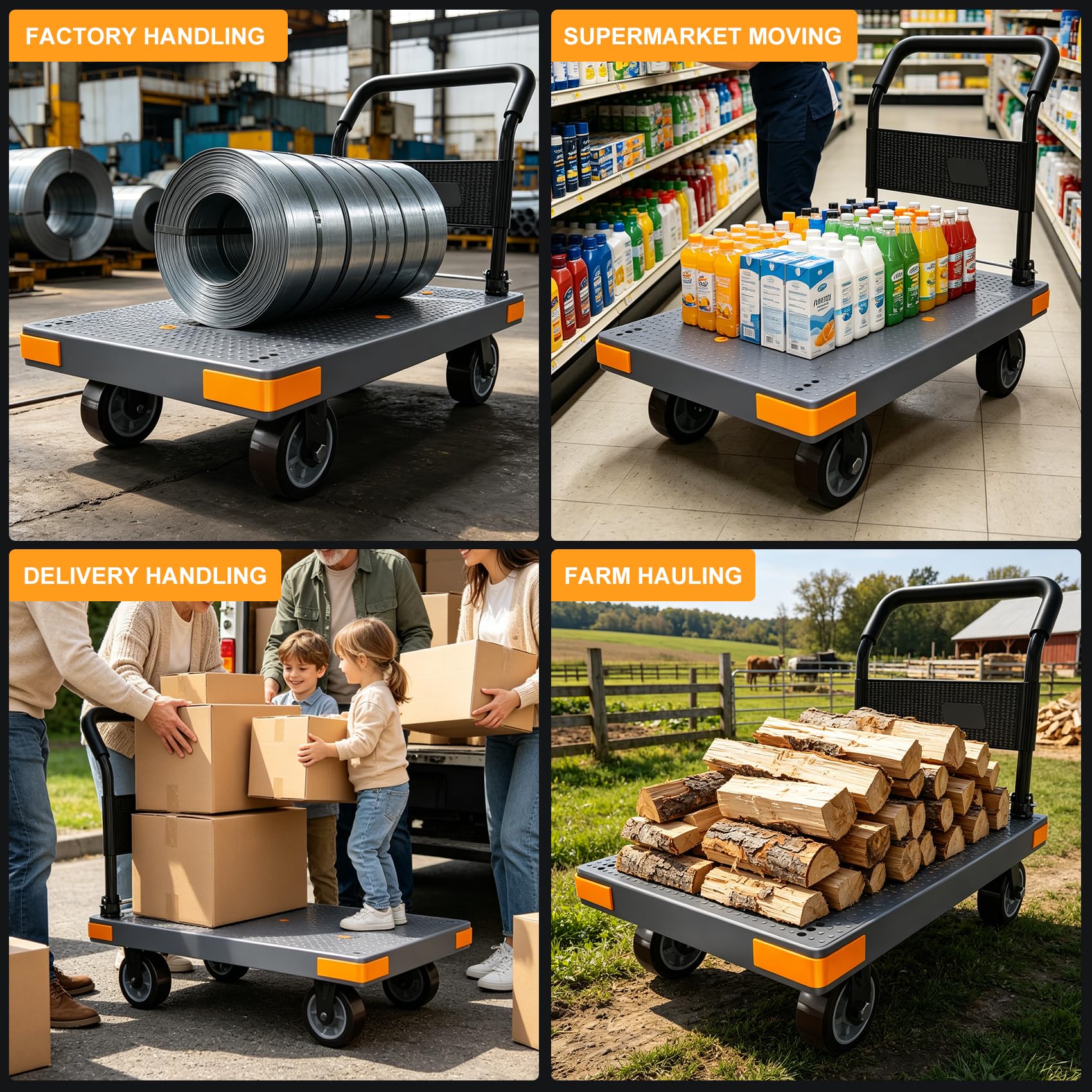 WUD Folding Push Cart - Heavy Duty Dolly -5