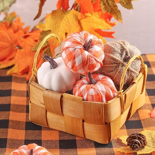 Miniatura 6 de HAKACC 8 piezas de decoración de otoño para el hogar, calabazas de tela, pequeñas calabazas decorativas para Acción de Gracias, granja, decoración