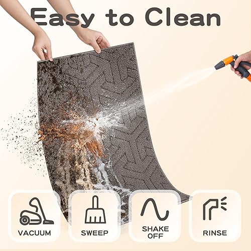 Miniatura 7 de Villsure Tapete para puerta de interior, tapete para puerta delantera, antideslizante, resistente a la suciedad, lavable de pelo bajo para el hogar,