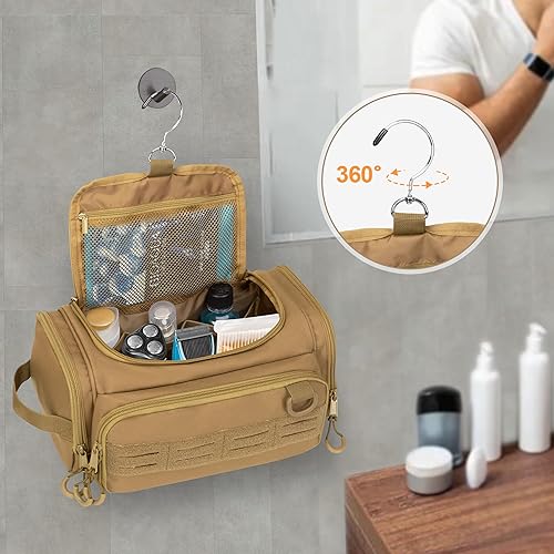 Miniatura 4 de Neceser táctico para hombres, bolsa de higiene colgante, kit organizador de viaje para afeitarse, artículos esenciales de ducha y artículos de