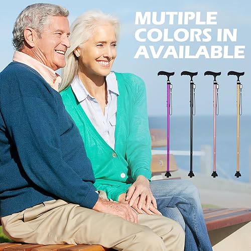 Miniatura 8 de Bastón plegable para mujereshombres, ligero, ajustable, plegable para personas mayores y adultos, ayuda de movilidad de equilibrio con punta