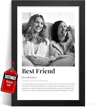 VICILO Custom Best Friend Birthday Definition Name Gifts for Women Print, Personalized Wall Art for Bestie, Friendship Memorial Presents Photo and Quote Poster Canvas