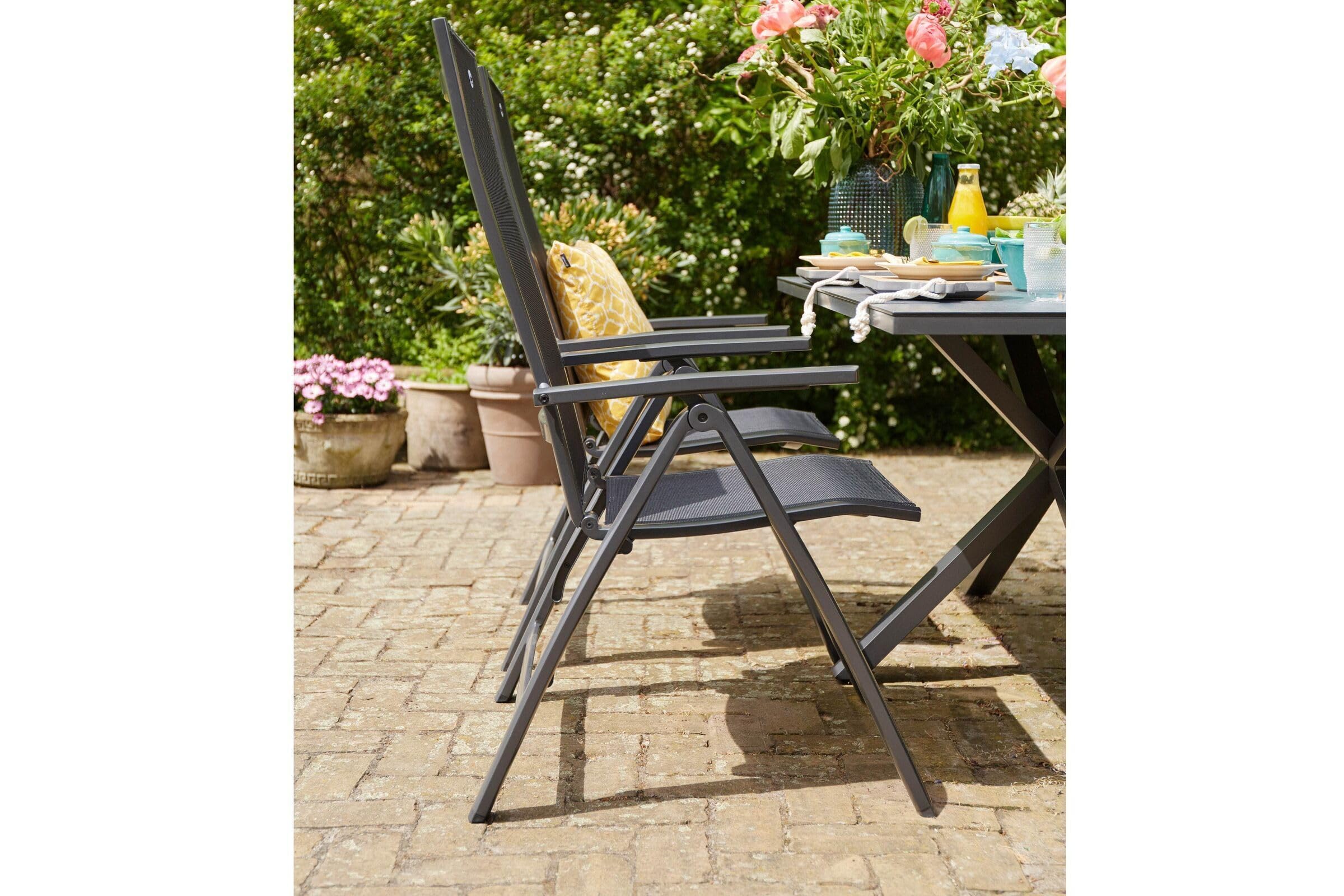 Hartman Aruba stilvoller Multipositionssessel in Xerix und Anthrazit, solides Aluminiumgestell, Sitzfläche aus hochwertigem Textilen, 73 x 62,5 x 112,5 cm, Rückenlehne 7-Fach verstellbar, wetterfest