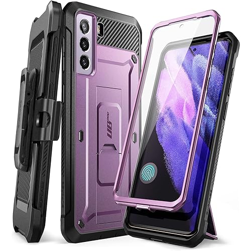 SUPCASE Samsung Galaxy S21 FE (2022) Case, with Built in Screen Protector, Kickstand, Belt Clip [Unicorn Beetle Pro] Heavy Duty Full Body Shockproof Protection (Purple)