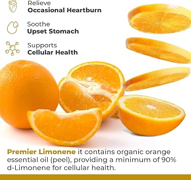 Premier Research Labs Premier Limonene - Limonene Oil, Organic D-Limonene Supplement from Orange Peel Extract, Orange Essential Oil 90% Pure - 0.5 Oz (300 Servings)