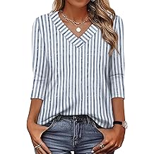 3/4 Length Sleeve Womens Tops V Neck T Shirts Summer Clothes Basic Blouses Dressy Casual 2026 Spring Outfits