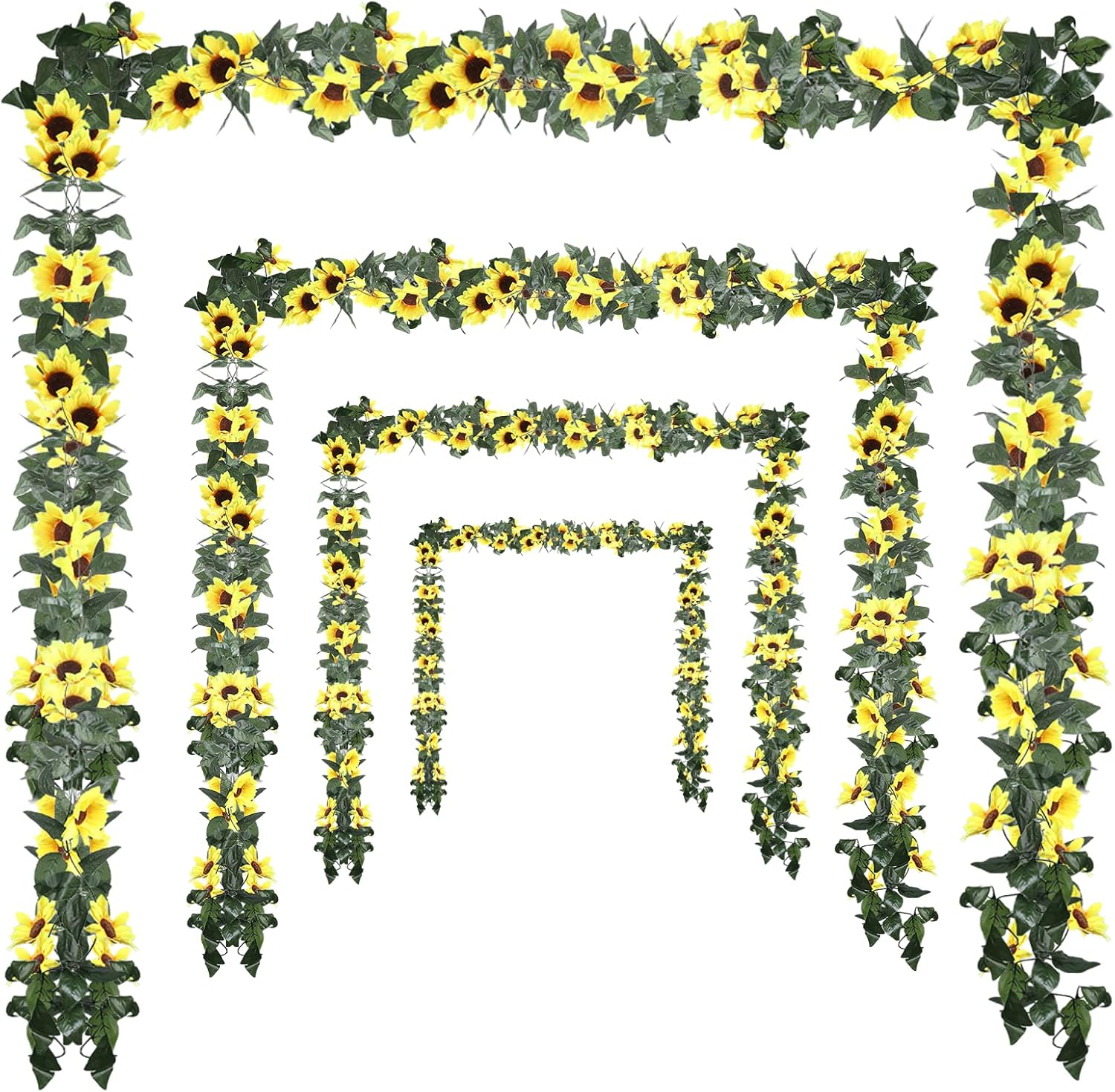YHomU 4PCS Artificial Sunflower Garlands, 7.4ft Silk Sunflower Vine Garlands, Faux
