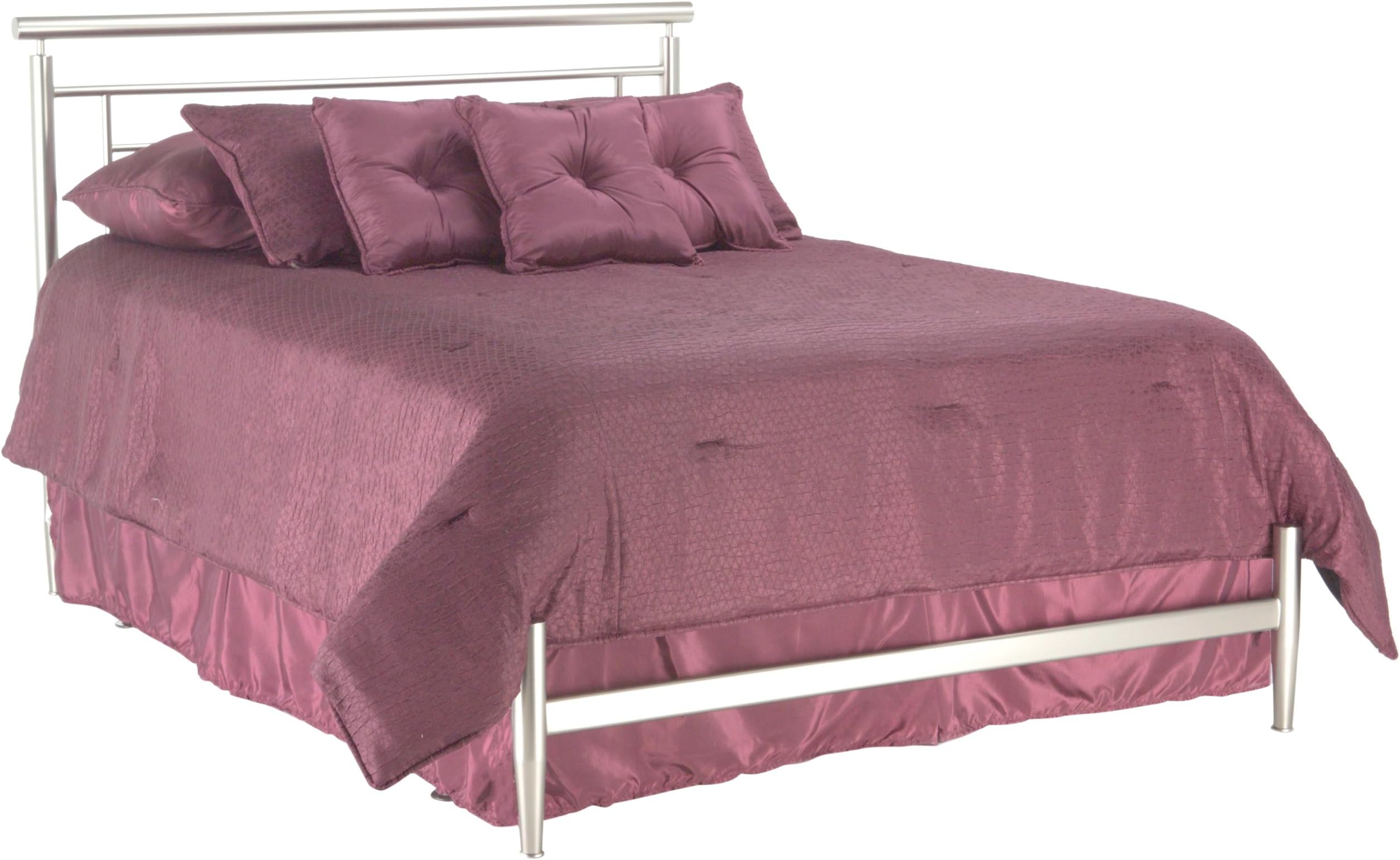 Leggett & Platt Chatham Complete Bed with Rounded Metal Headboard Rail and Swaged Legs, Satin Finish, Full
