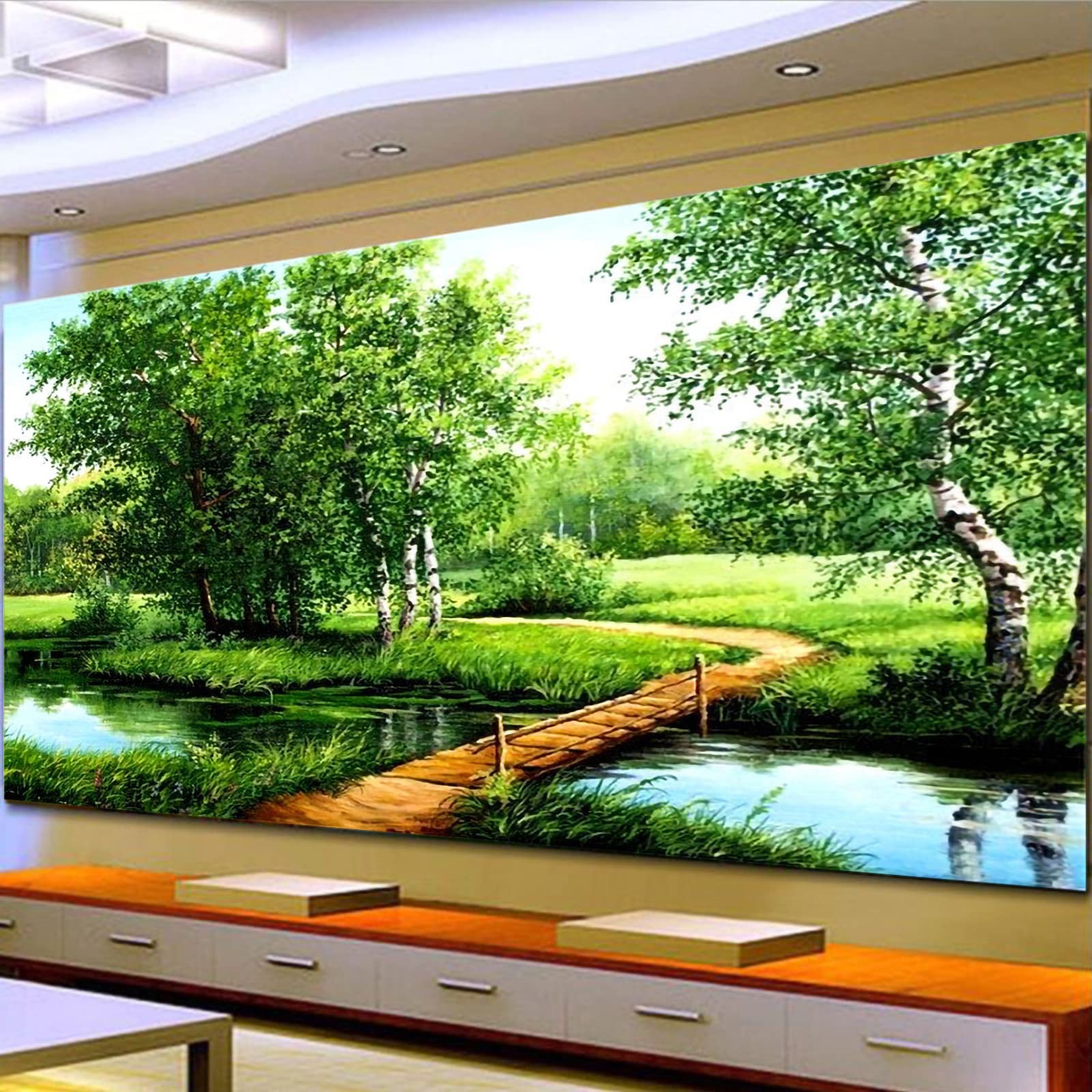 Trayosin Diamond Painting Erwachsene Landschaft 5D Diamant Painting XXL mit Diamond Painting Zubehör DIY Diamant Malerei Crystal Strass Stickerei- Geschenke und Maldekorationen (120x50cm)