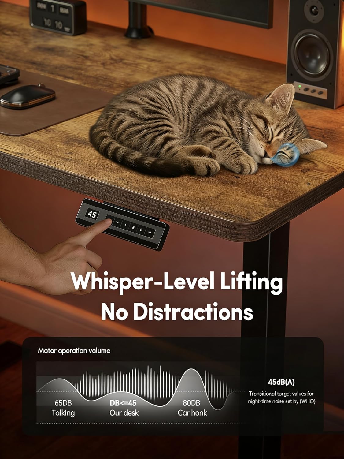 CubiCubi 63 x 28 Large Standing Desk, Height Adjustable Electric Computer Desk, 28" Deep Desktop, Sit Stand up Home Office Workstations with 4 Preset Heights, Rustic Brown