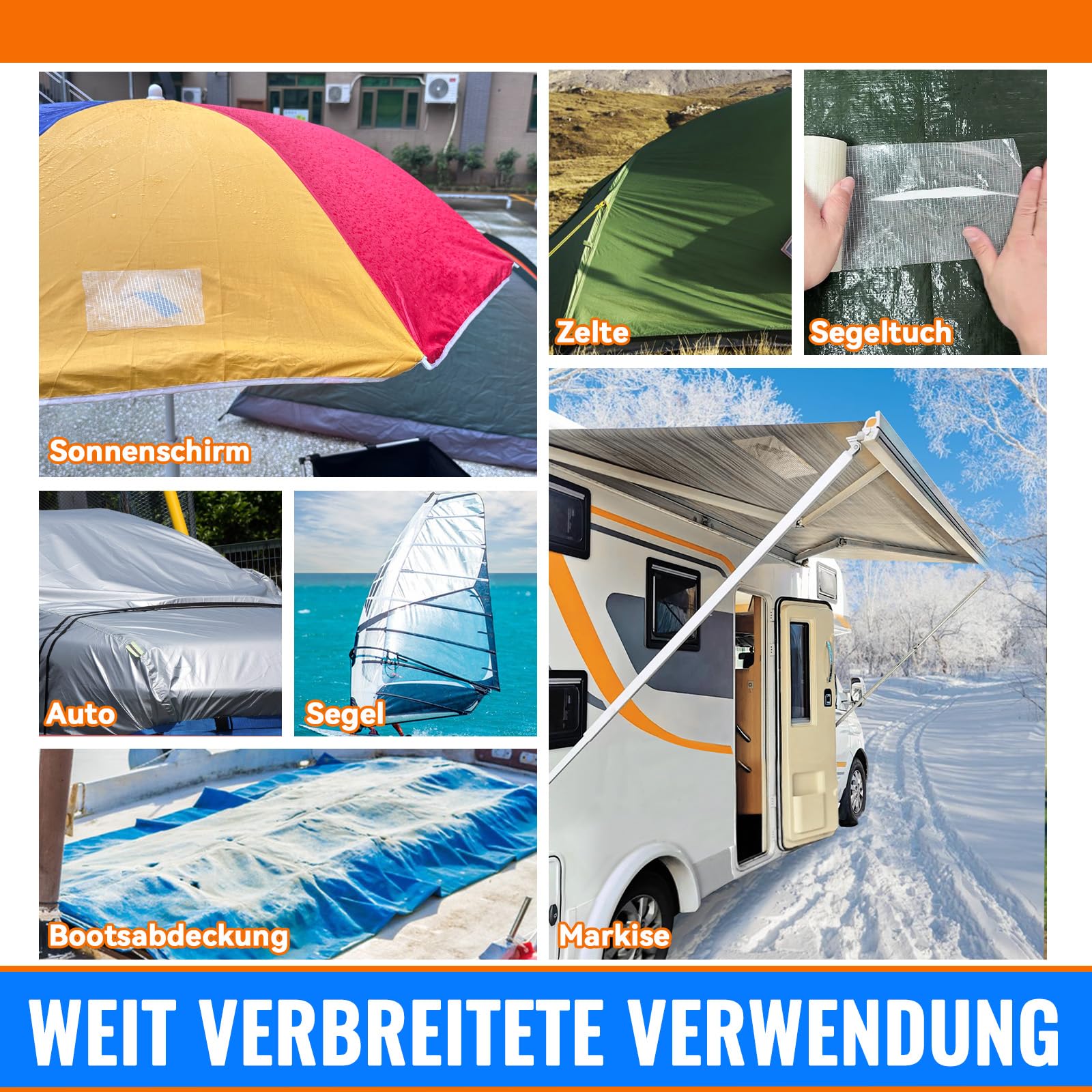 Birllaid RV Markise Reparaturband für Markisen, Zelt Reparaturband für Tarp, Boot Deckt Reparatur, Segel-Band, Riss Reparatur Pctch Kit Wasserdicht 15cm x 9 m