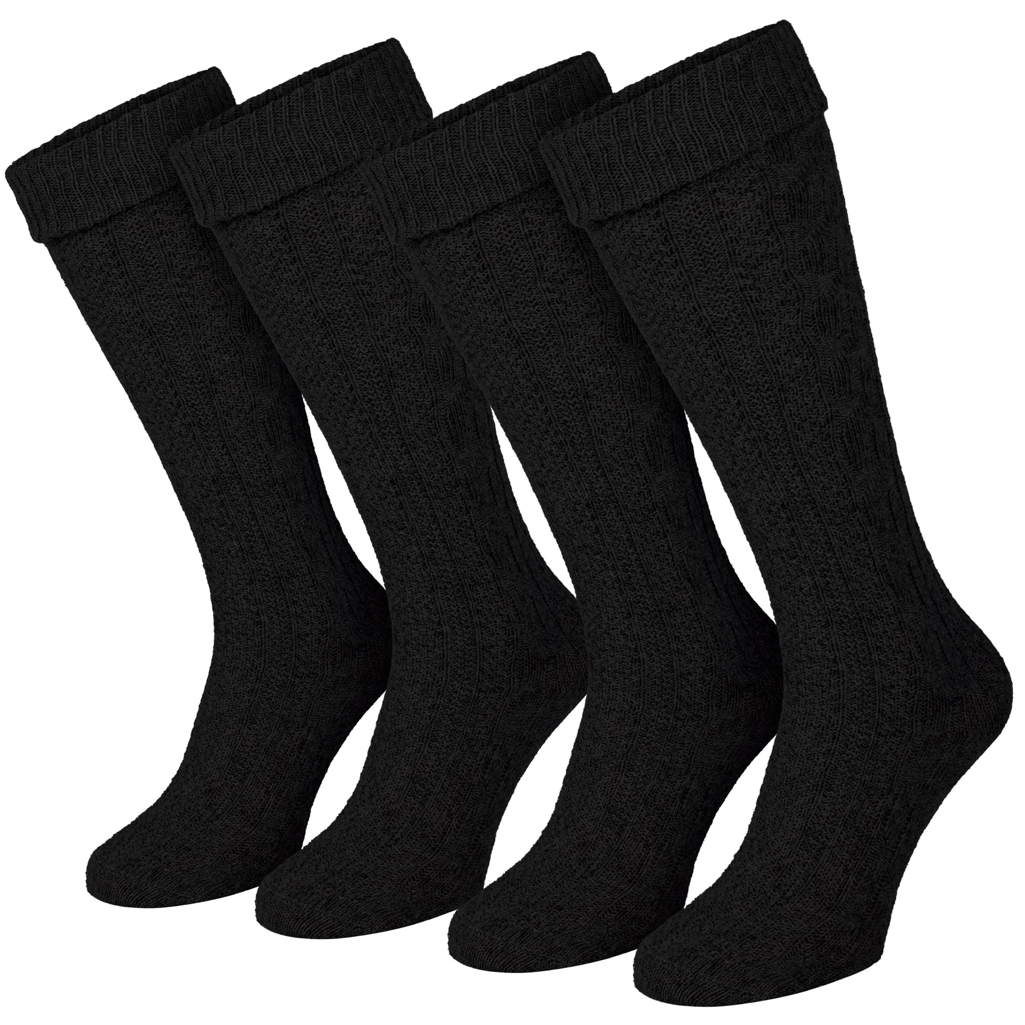 Black Snake 2 Paar Trachten Kniestrümpfe für Damen & Herren - mit Zopfmuster & Umschlagbund - weicher Baumwollmix - ideal zur Lederhose & Tracht