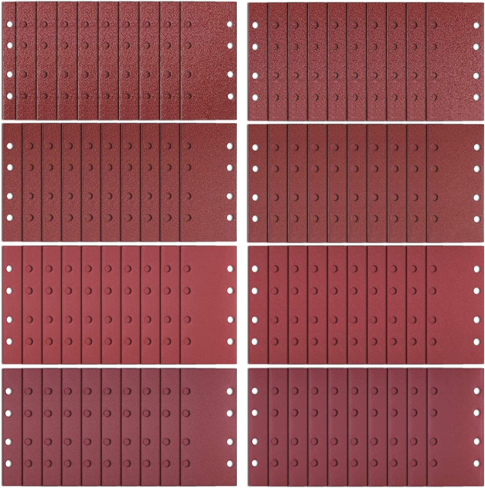 80 Pieces Sanding Sheets,93 x 185 mm Sander Paper Hook and Loop Sanding Sheets with 8 Holes,Sandpaper for Electric Sander Assorted 40/60/80/120/180/240/320/400 Grits Sanding Pads for Bosch Sander