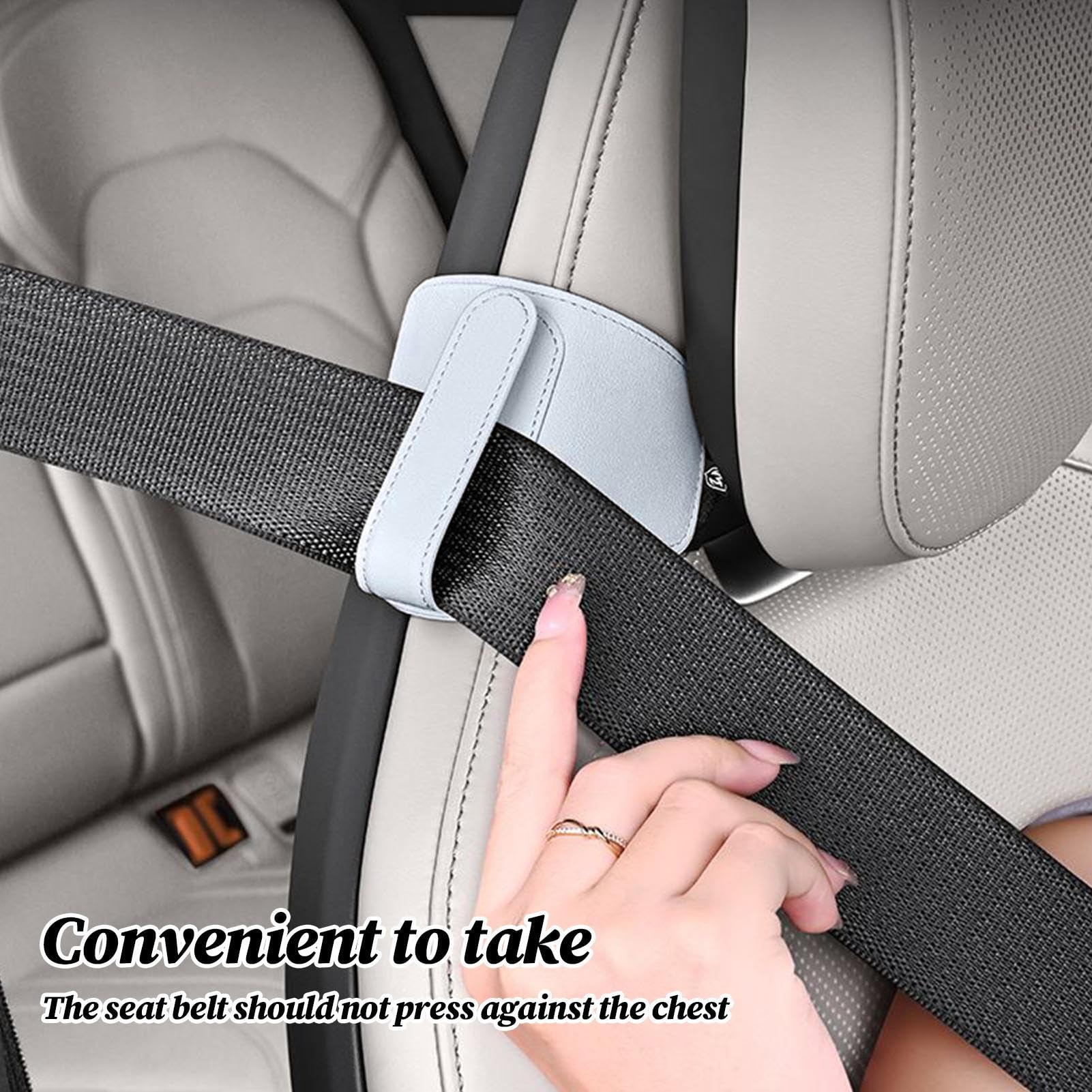 Car Seat Belt Holder Clip, Car Seat Belt Positioner Tool, Artificial Leather Shoulder Strap Limiter, Safety Accessories For Men Adults Teens Seniors Drivers Women