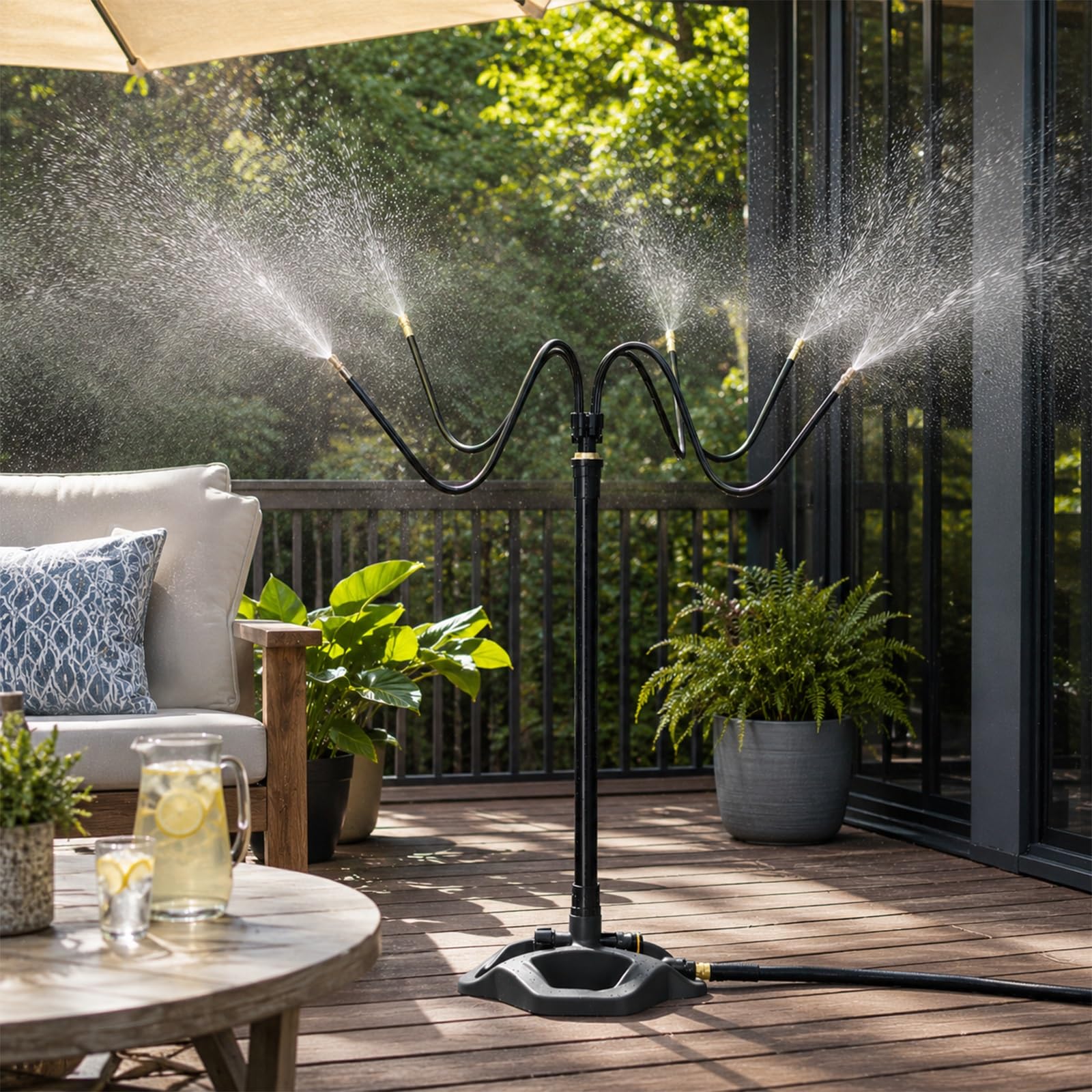 Qhzymx 1In Sprinkler Irrigation Kits Backyard Cooling Heat Relief Mister, Adjustable 4 -Sprinklers