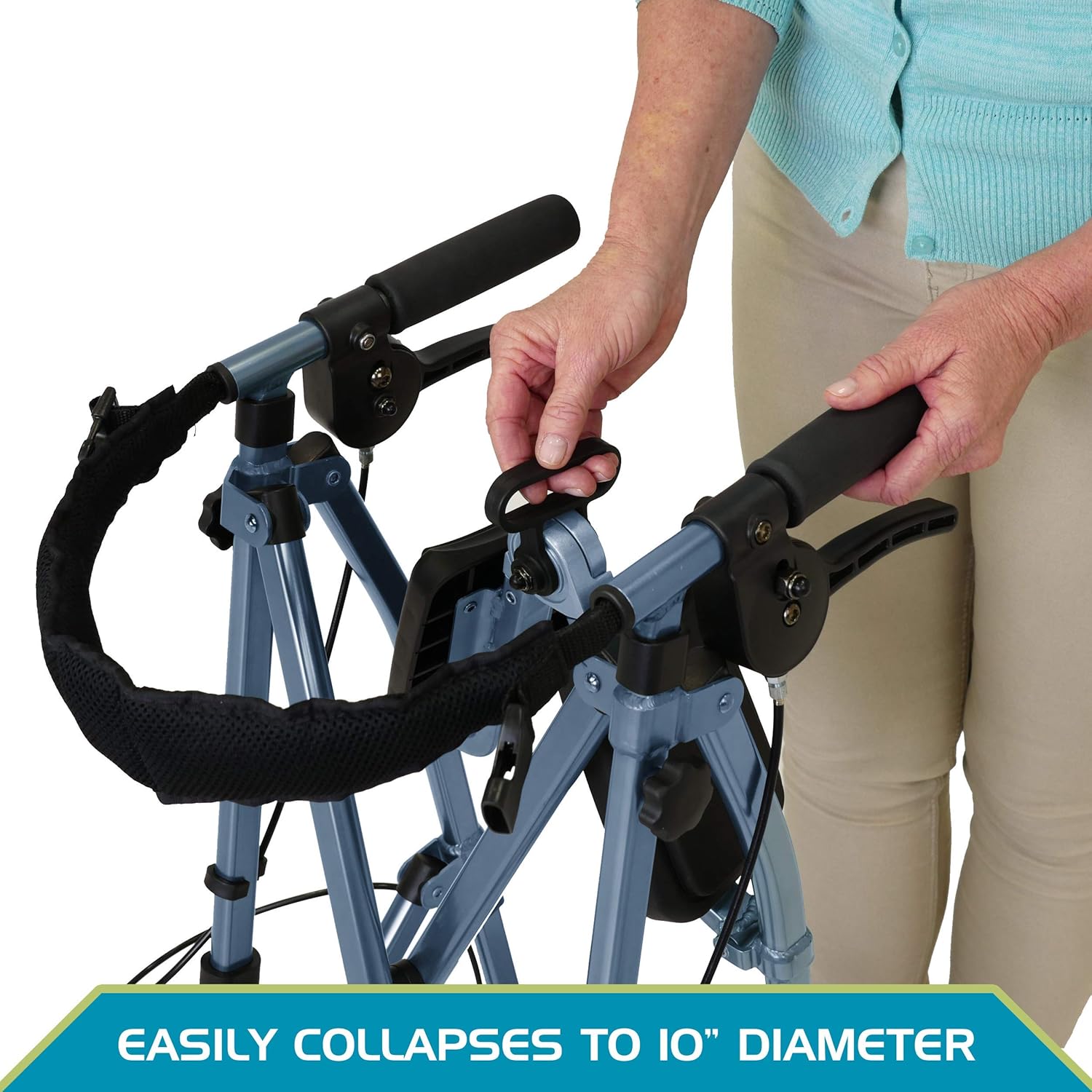 Able Life Space Saver Rollator, Lightweight Folding Mobility Rolling Walker for Seniors and Adults, 6-inch Wheels, Locking Brakes, and Padded Seat with Backrest, Cobalt Blue : Everything Else