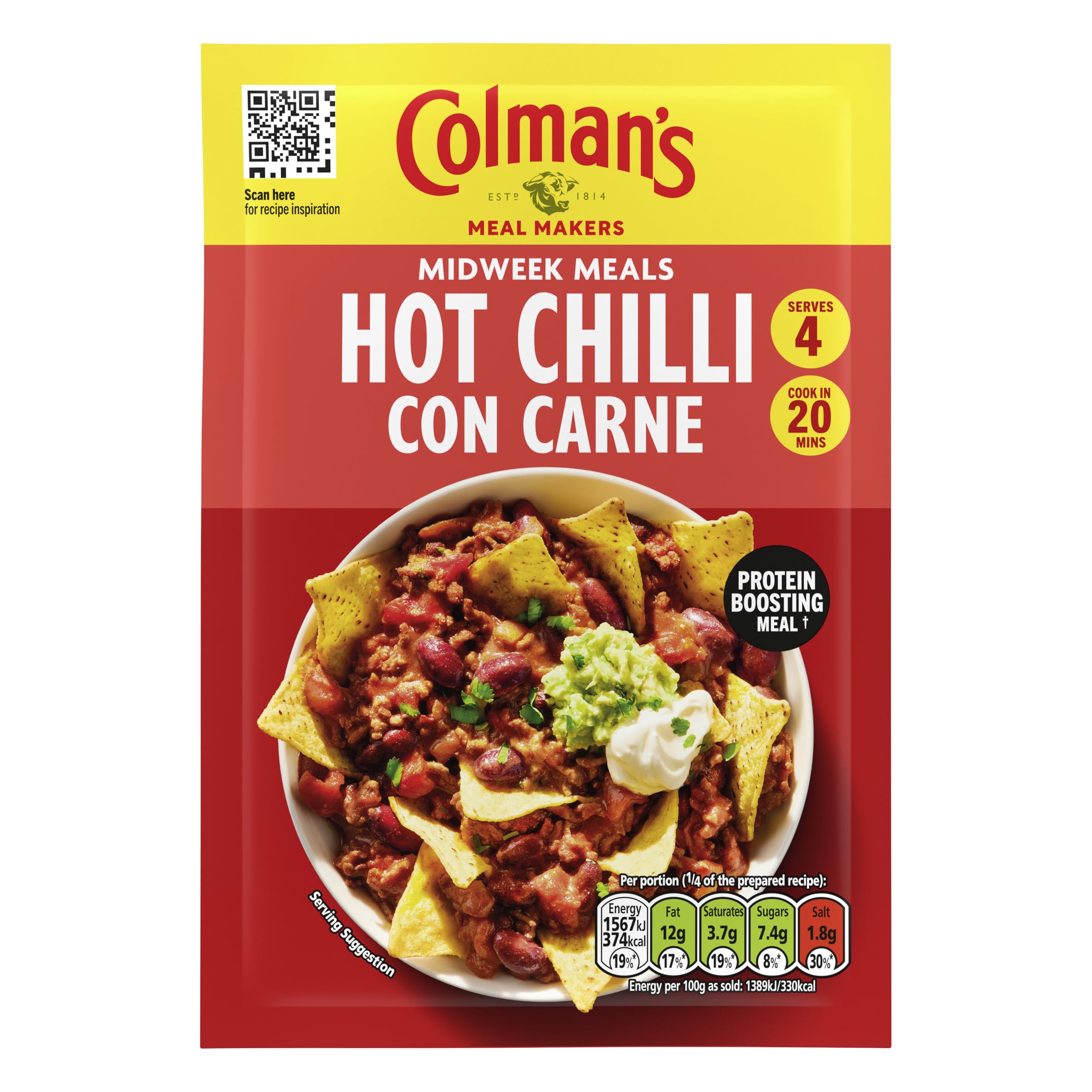 Midweek Meals Hot Chilli Con Carne Meal Maker mix perfect with white rice for a protein-boosting meal† 37 g