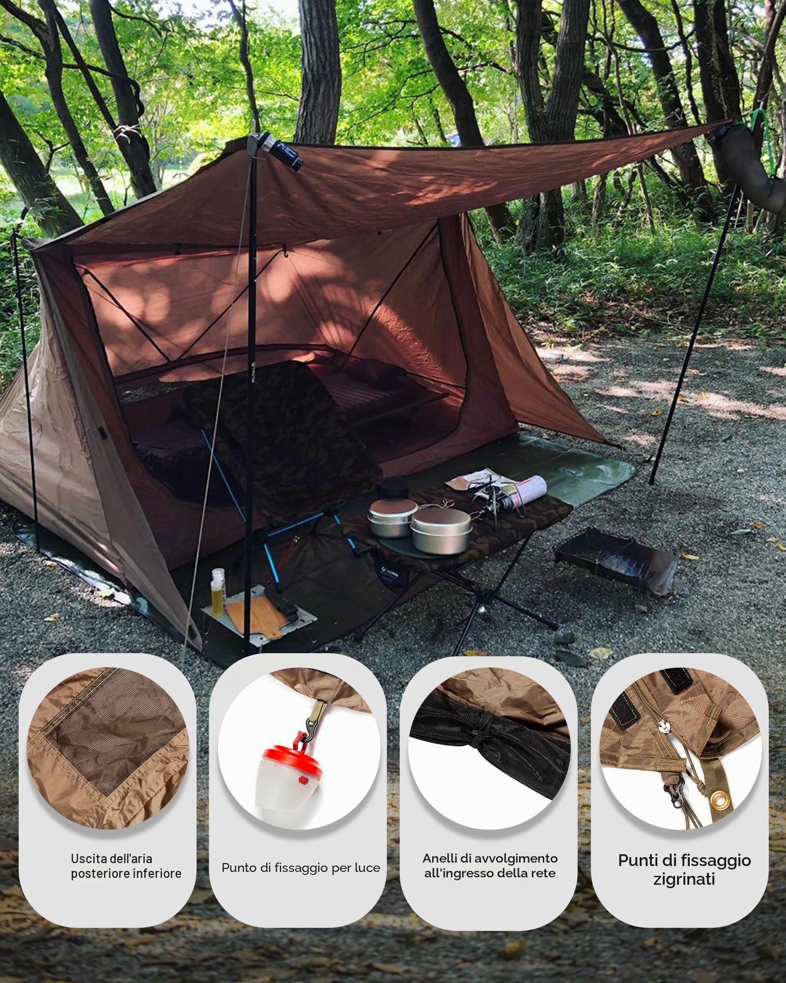 OneTigris Tenda Campeggio 4 Stagioni Rifugio Ultraleggeri per Il Campeggio a Caccia di Escursioni Polyester Taffeta