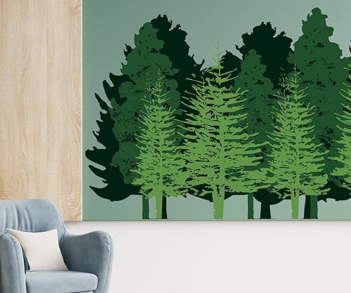 Miniatura 2 de Calcomanías de pared de abetos para decoración de habitaciones, decoración de pared de abetos de bosque verde, fabricadas en Estados Unidos (árboles