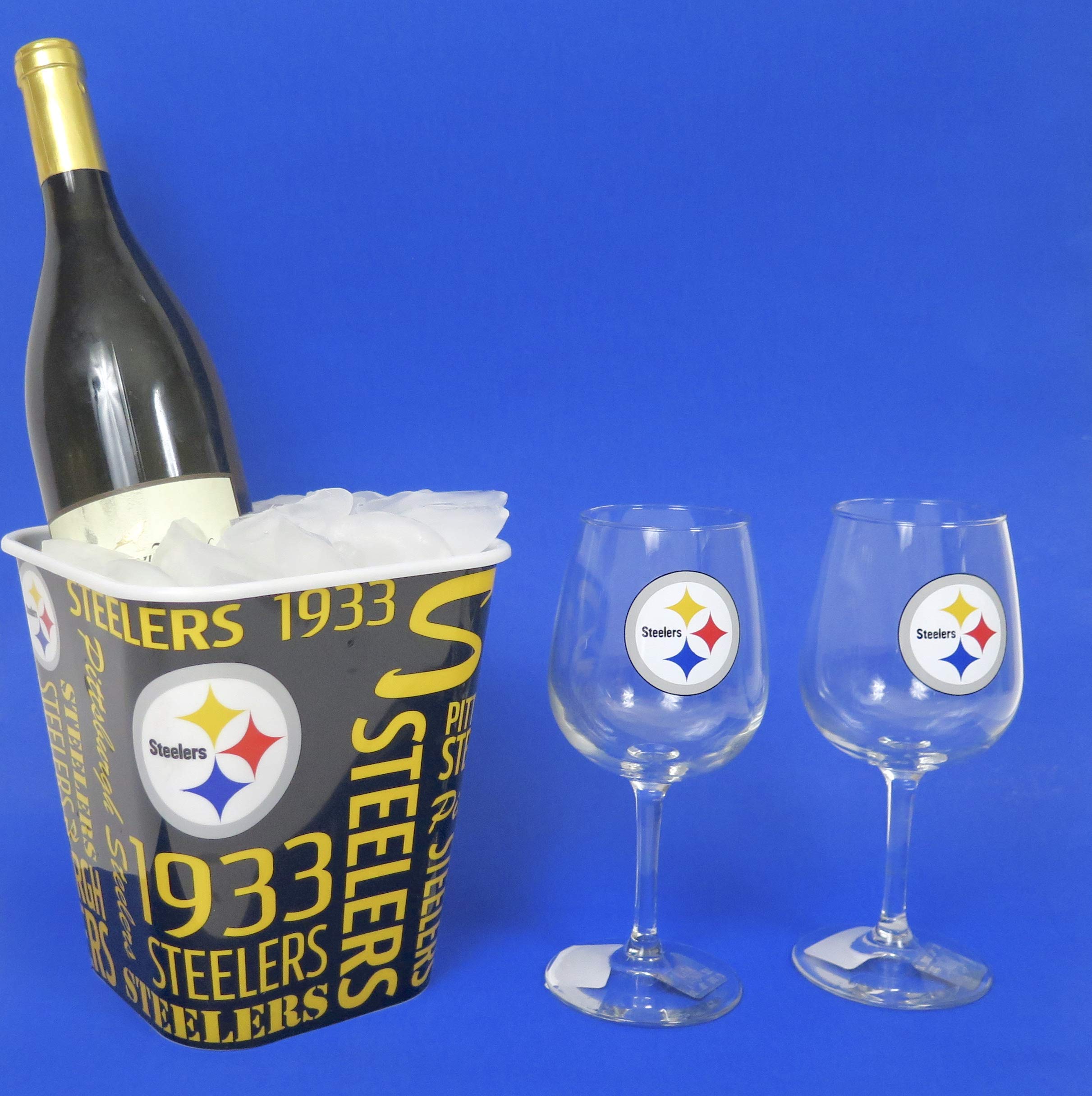 Pittsburgh Steelers Wine Glasses with a combination ice bucket snack  block.: Buy Online at Best Price in UAE - Amazon.ae