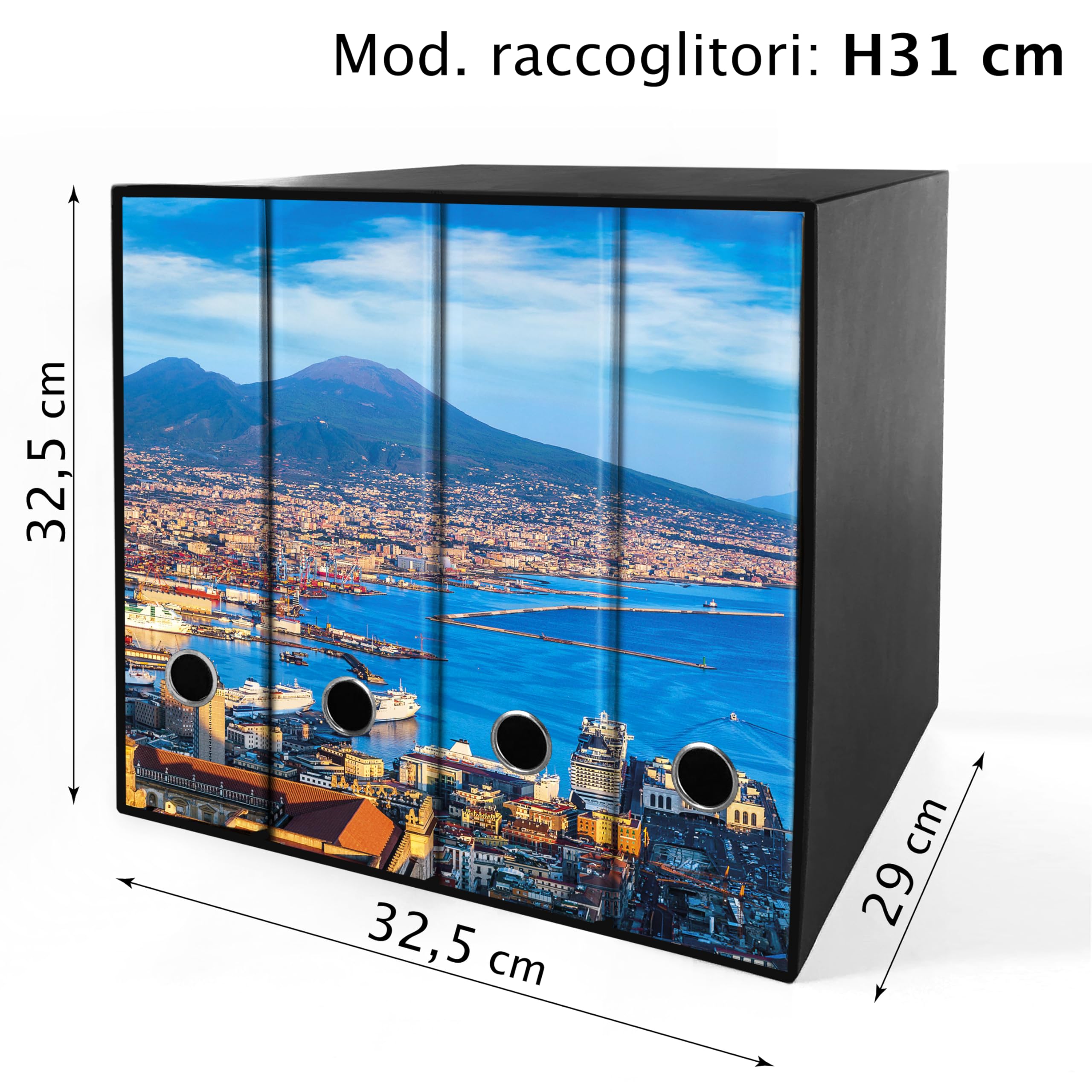 Set da 4 raccoglitori ad anelli GOLFO DI NAPOLI - Faldoni SHAREPRINTING (H31 con 4 anelli)