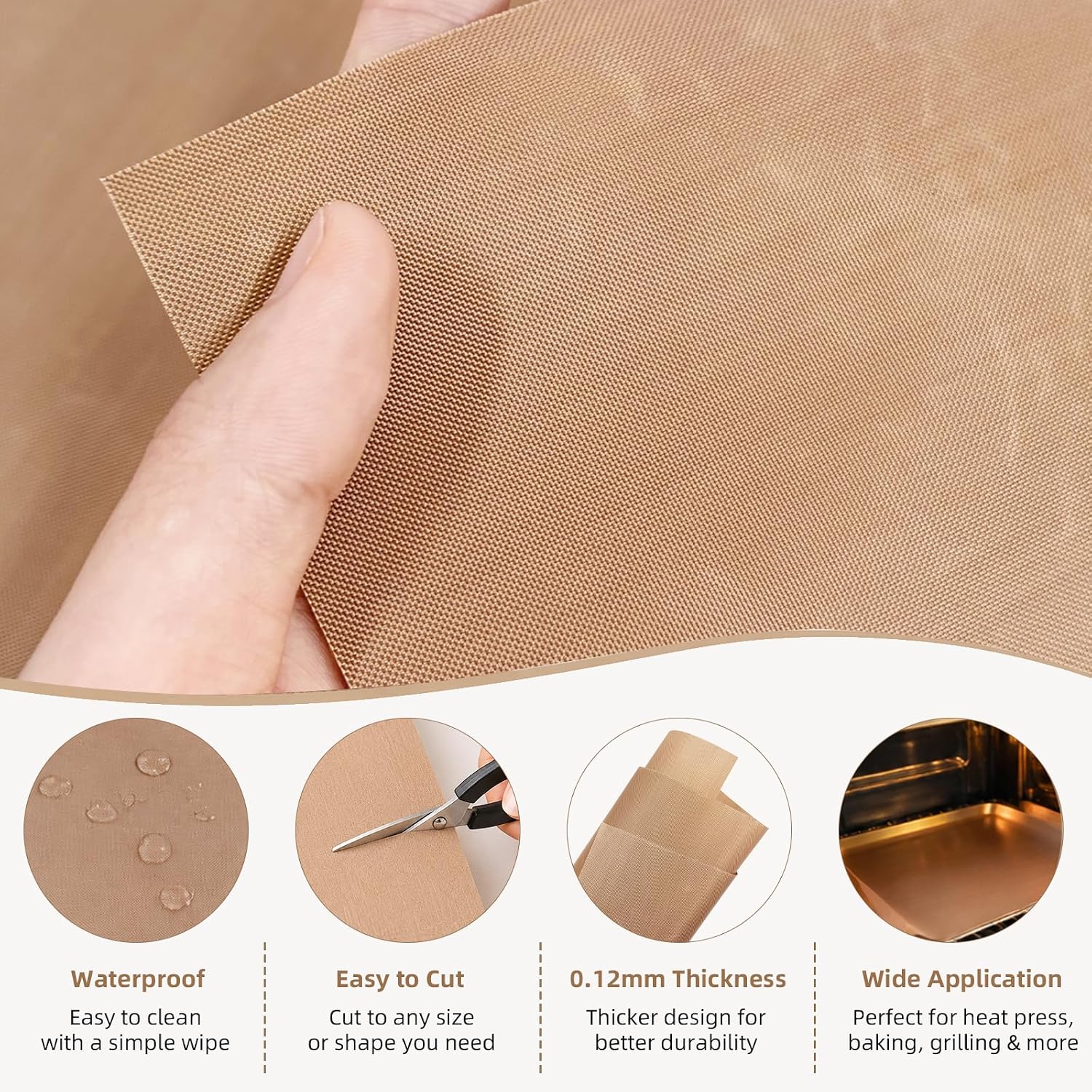 PTFE Teflon Sheet for Heat Press, 12x16 Non Stick Heat Transfer Mat 4 Pack