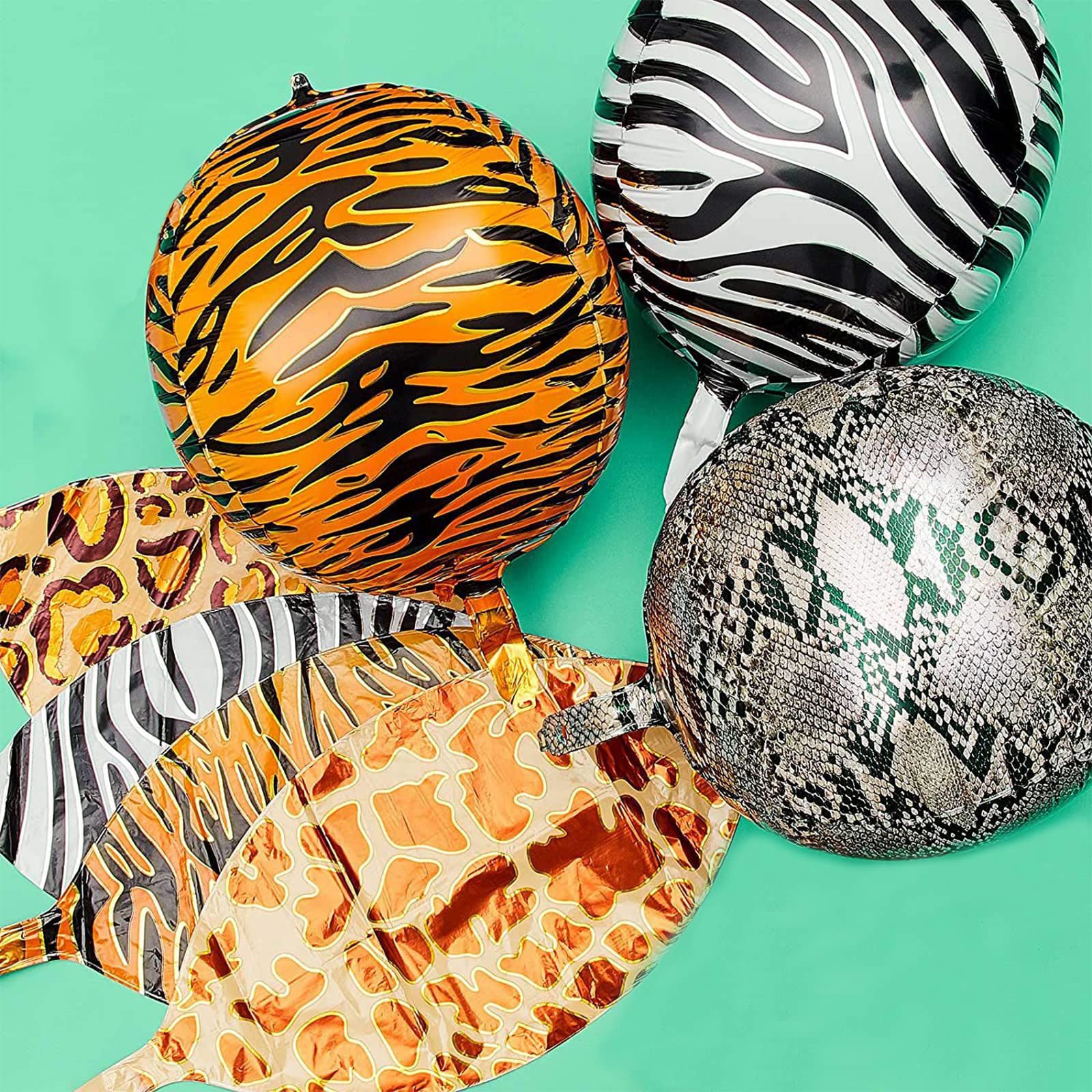 10 Stück 4D Dschungel-Folienballons – Tierprint, 22 Zoll, Für Mottoparty Deko
