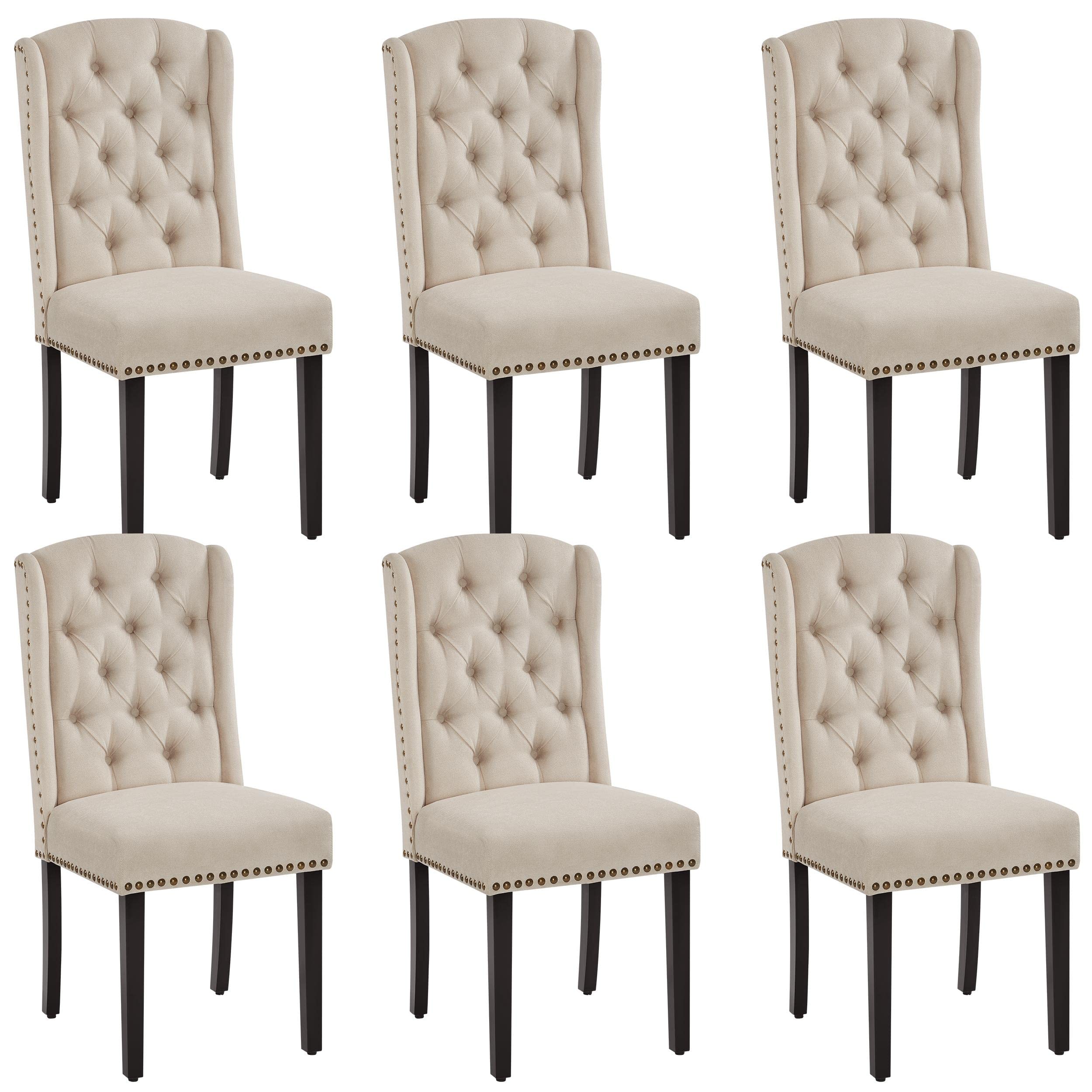 Yaheetech Juego de Sillas de Comedor Tapizadas con Botones Silla Patas de Madera Sillas para Cocina Restaurante Comedor