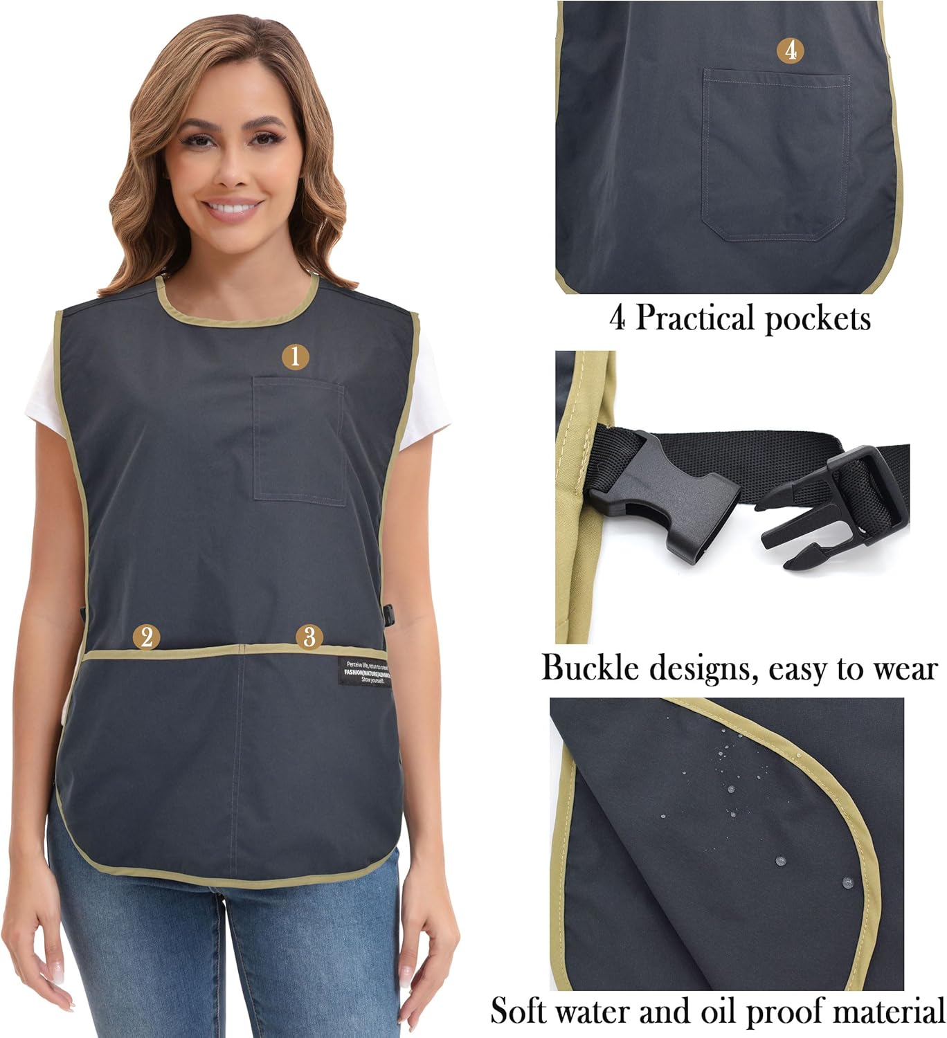Nanxson Waterproof Cobbler Apron for Women Men with Pockets Adjustable Buckle Design Hair Stylist Apron for Garden Cooking - Image 5