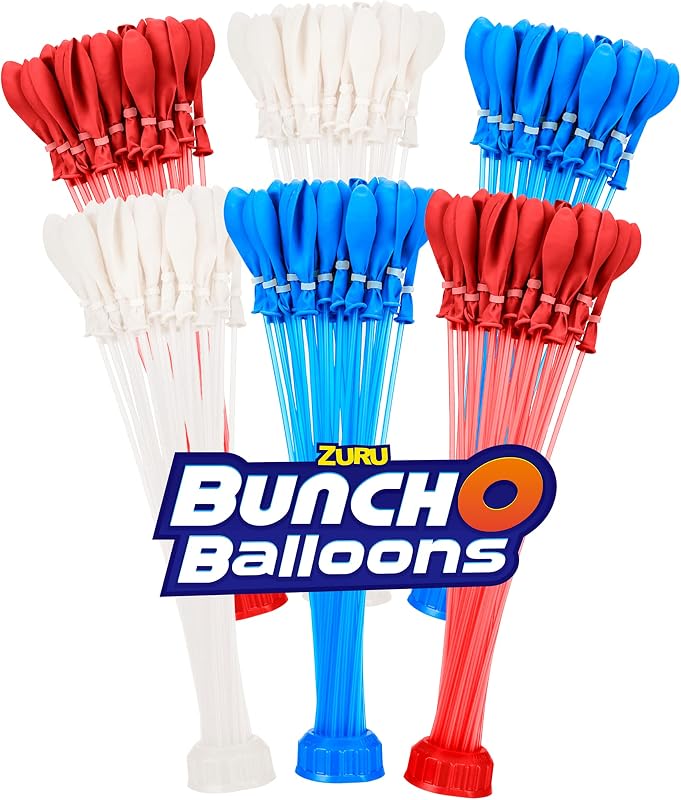 Rapid-Filling Red, White and Blue Water Balloons 6 Pack (100 Balloons) (Amazon Exclusive)