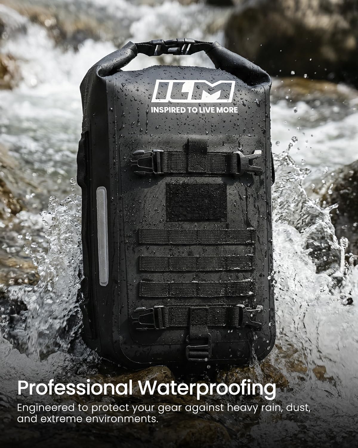 ILM Bolsa Moto 16 L Impermeable Bolsa para Barra de Protección Alforjas Moto PVC 600D Negro para Motos y Bicicletas Modelo BL03