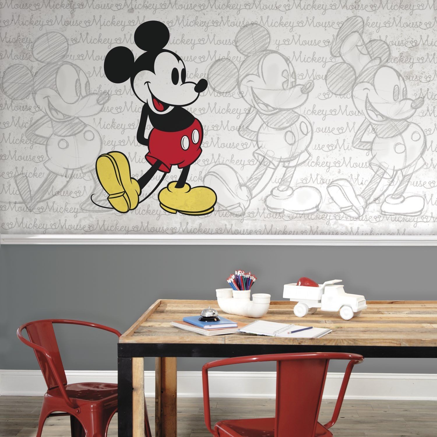 Disney RoomMates JL1404M Classic Mickey Mouse Water Activated Removable Wall Mural, 10.5 ft x 6 ft