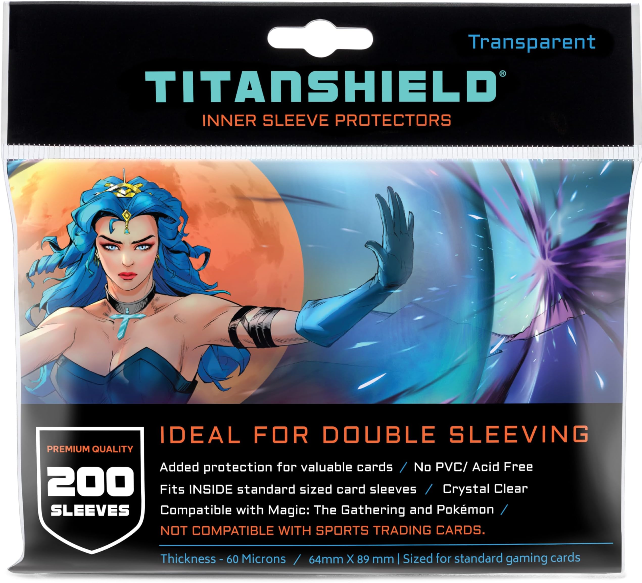 TitanShield 200 Premium 60-Microns Ultra Clear Standard Size Perfect Exact Fit Inner Card Sleeves. Perfect for Double-sleeving and Compatible with Pokémon Cards MTG Magic The Gathering Lorcana